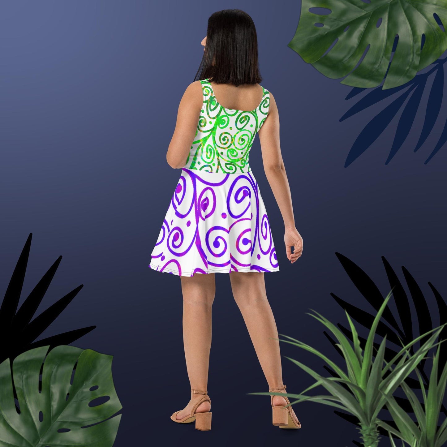 Flower of Life Pattern Illustration, Skater Dress