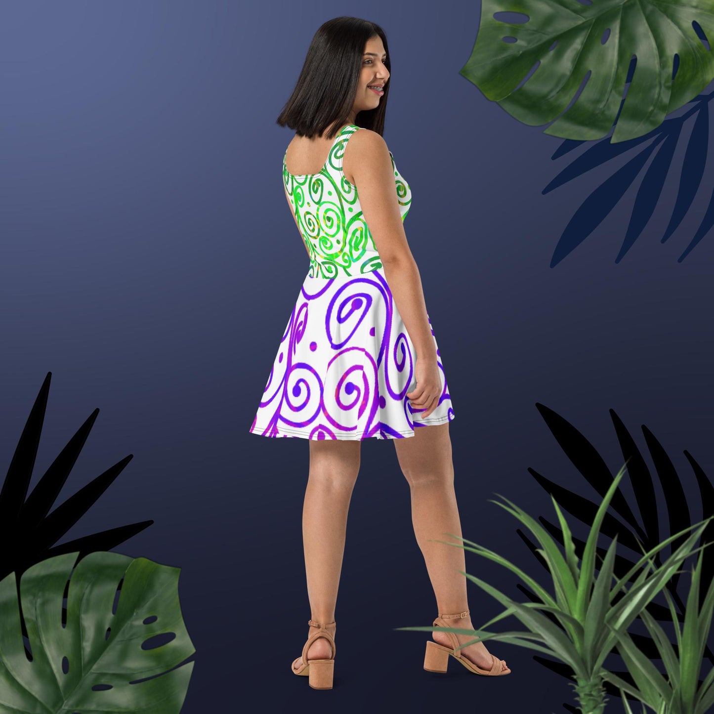 Flower of Life Pattern Illustration, Skater Dress