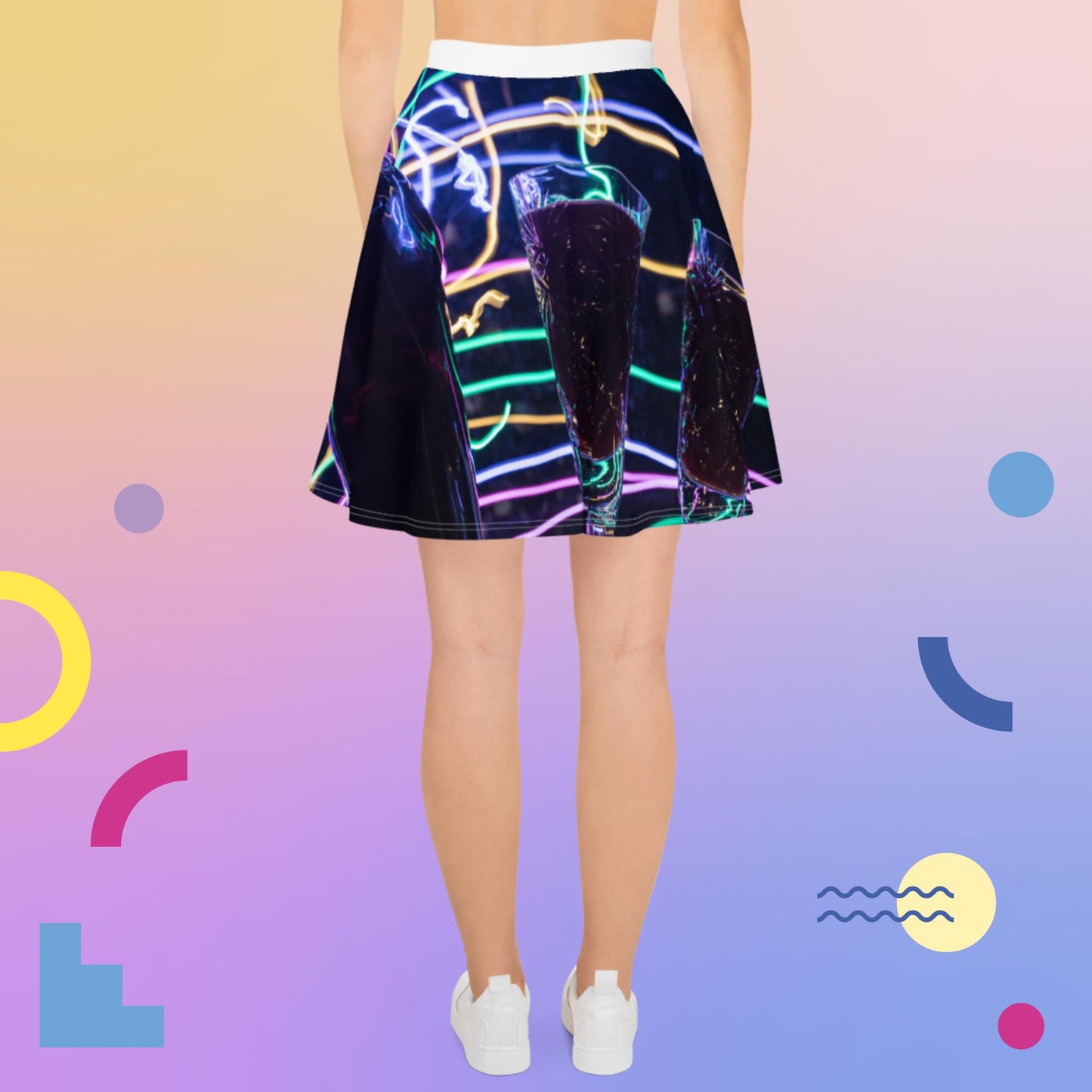 Red Wine in Crystal Glass With Bottle Colorful Carpet, Skater Skirt
