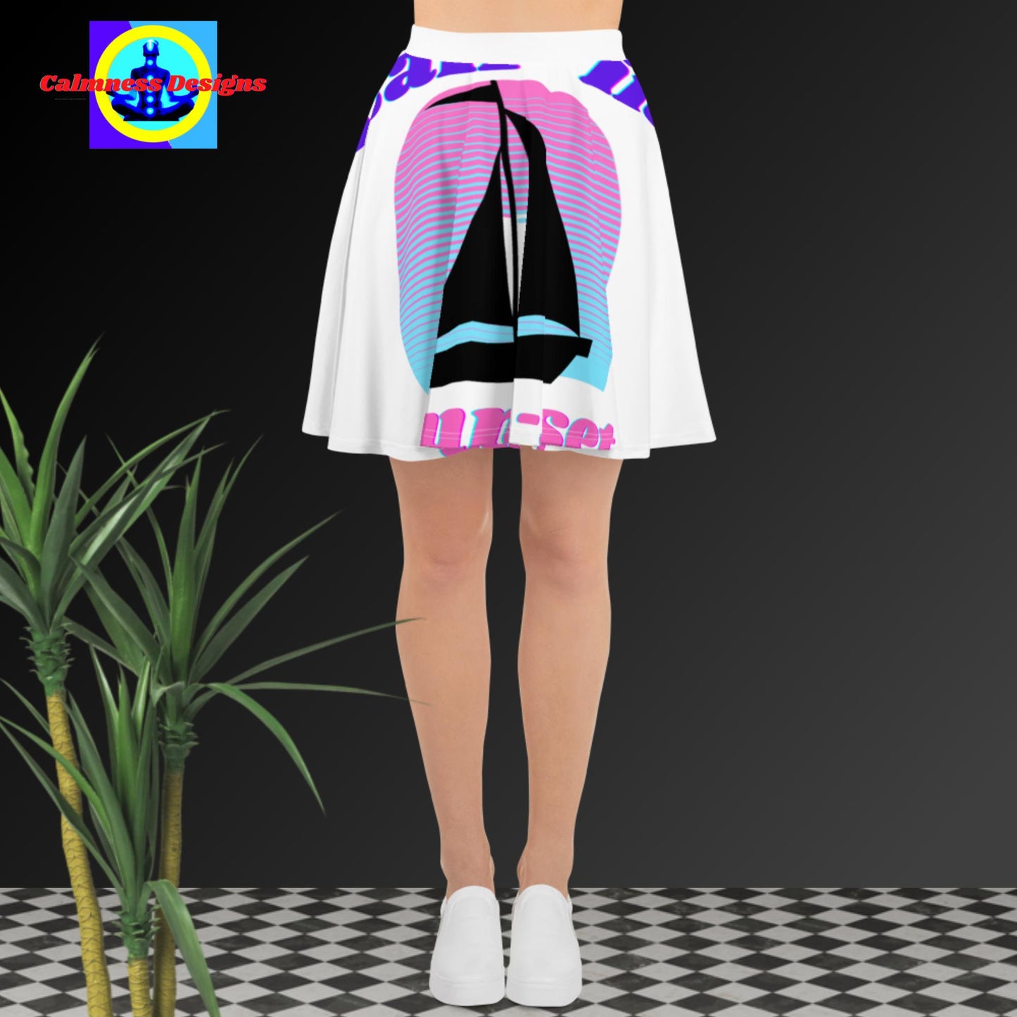 Sail-In, Sun-Set, Sail-Boat, Skater Skirt