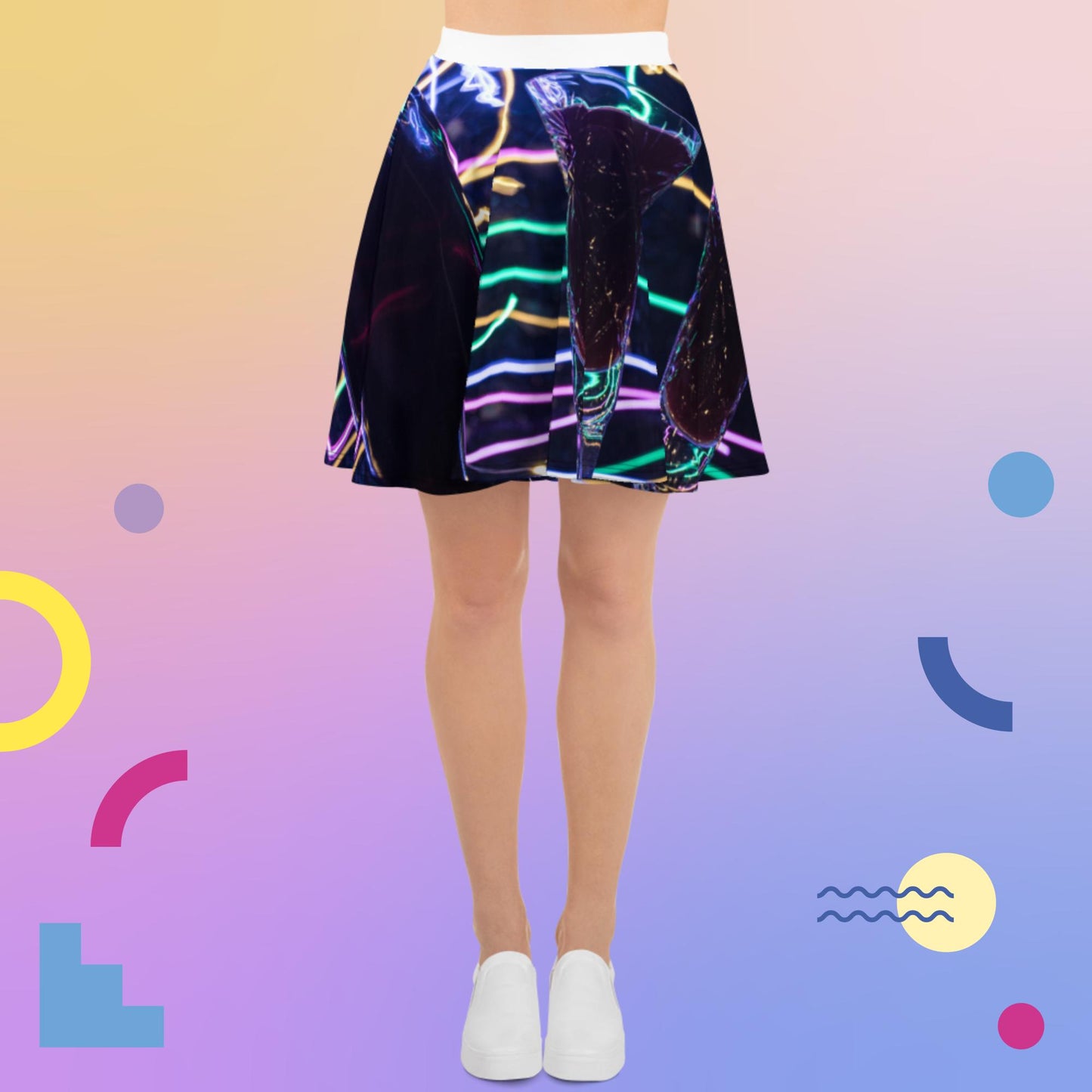 Red Wine in Crystal Glass With Bottle Colorful Carpet, Skater Skirt