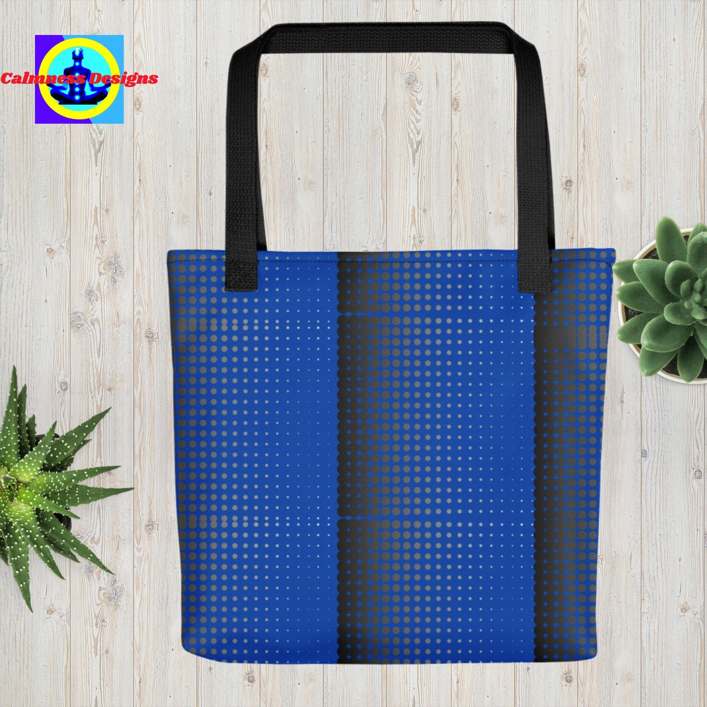 Dotted Black & Blue, Calmness Designs, Designer's Styles, Tote bag