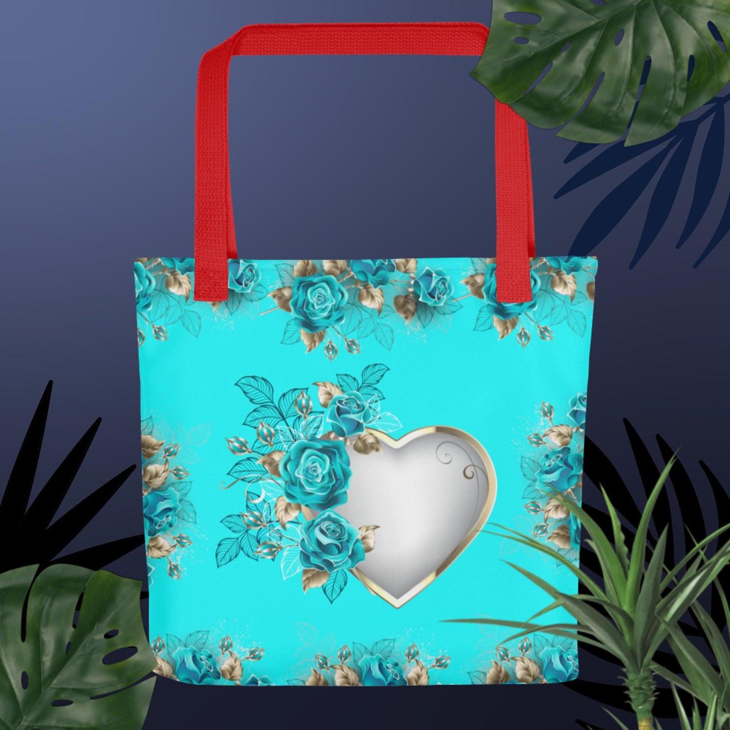 Calmness Designs Heart With Roses On Lace Tote bag
