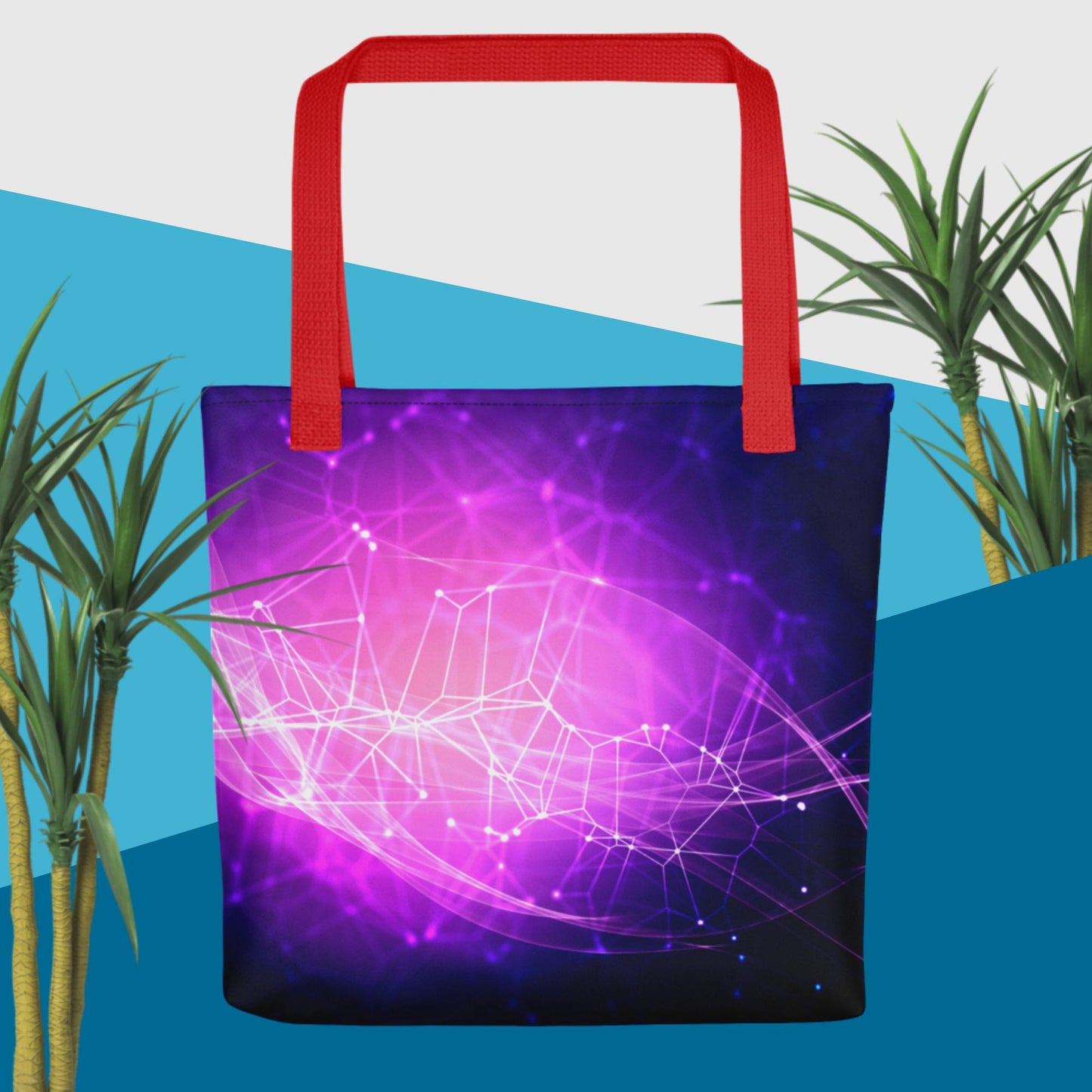 3D Abstract Background with Network Connections Effect, Tote bag