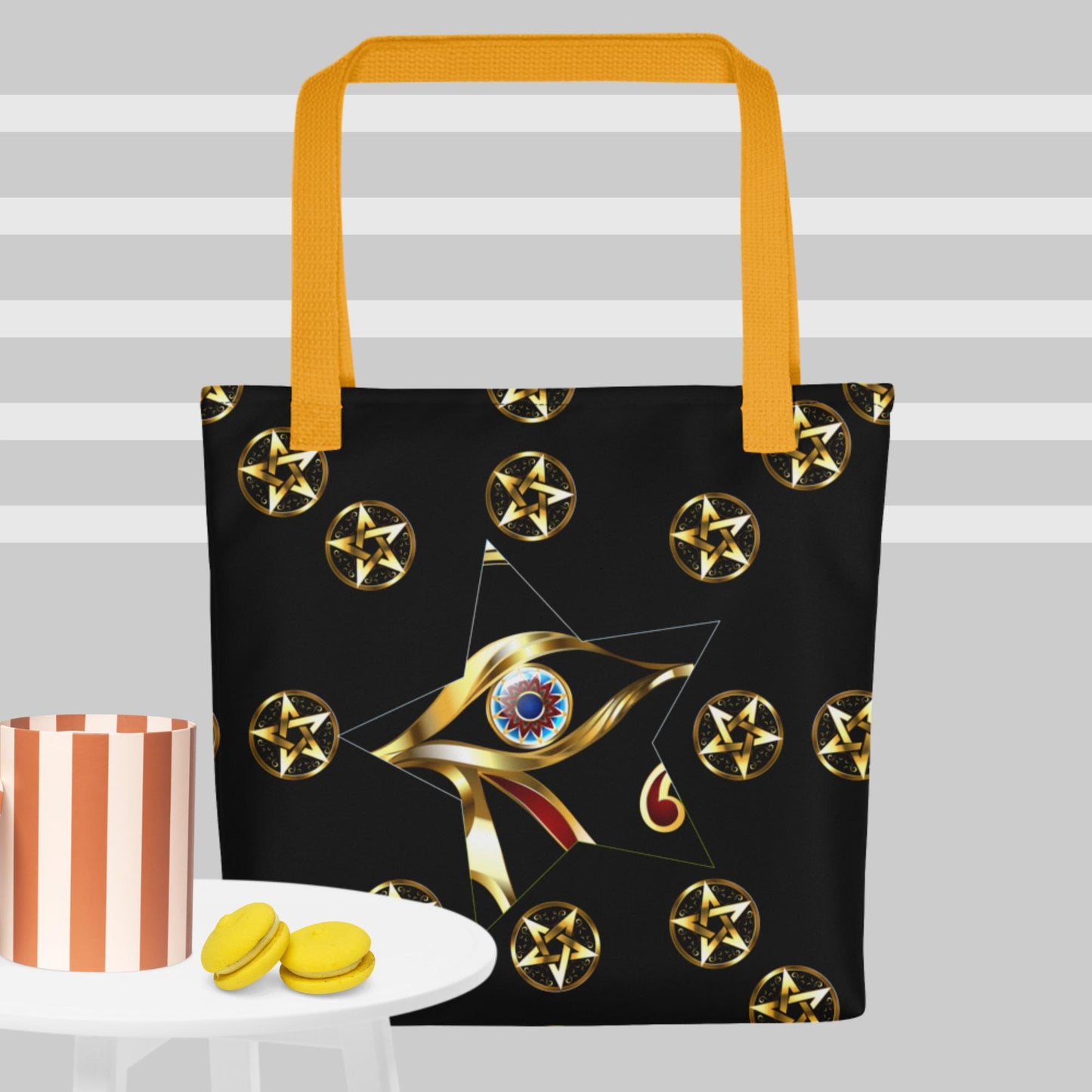 Gold Eye of Horus, Golden, eye, magic gold star, Tote bag