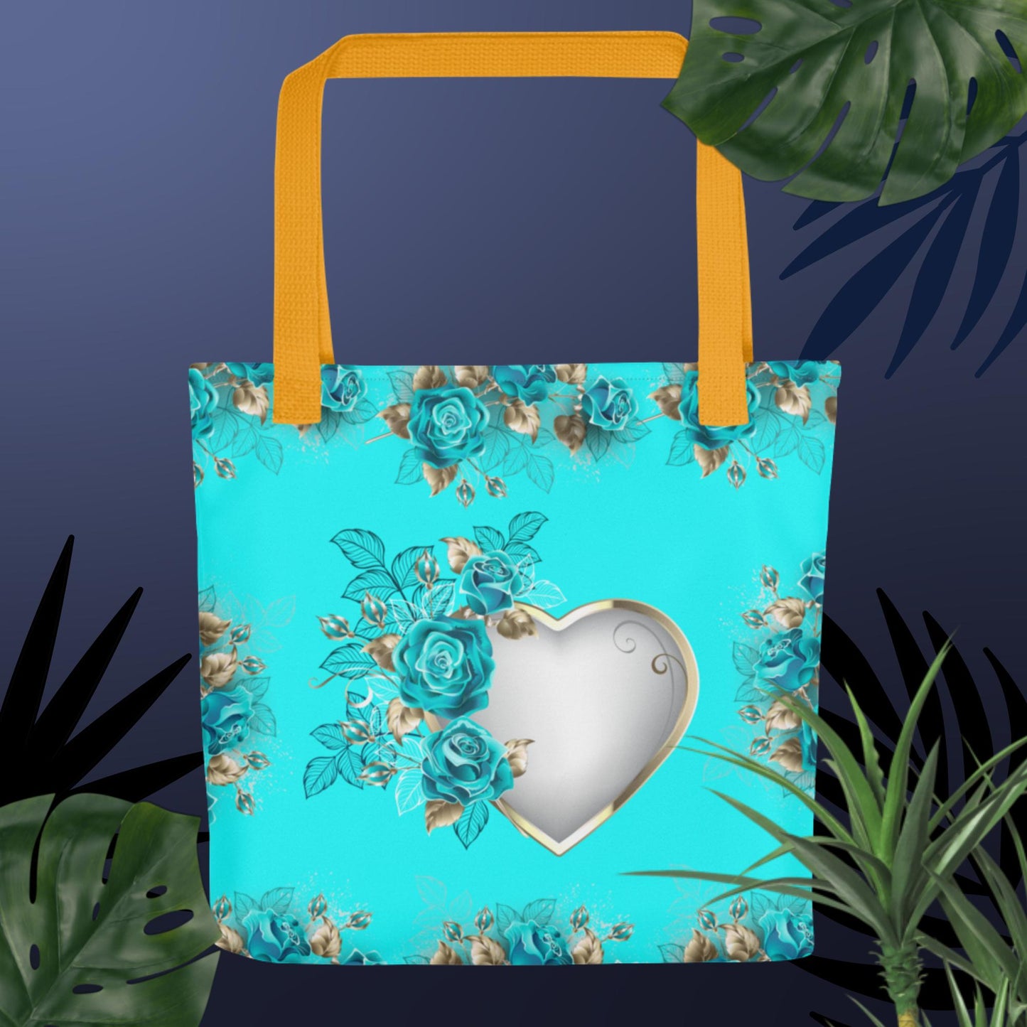 Calmness Designs Heart With Roses On Lace Tote bag