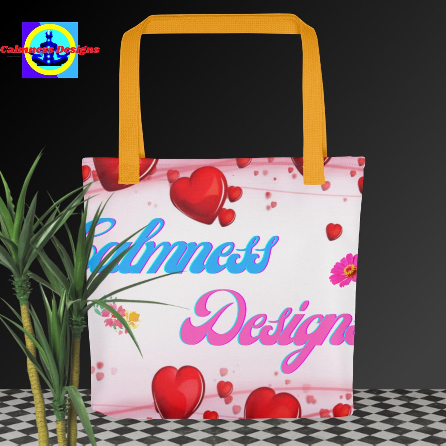 Calmness Designer, Hearts, Roses Tote bag