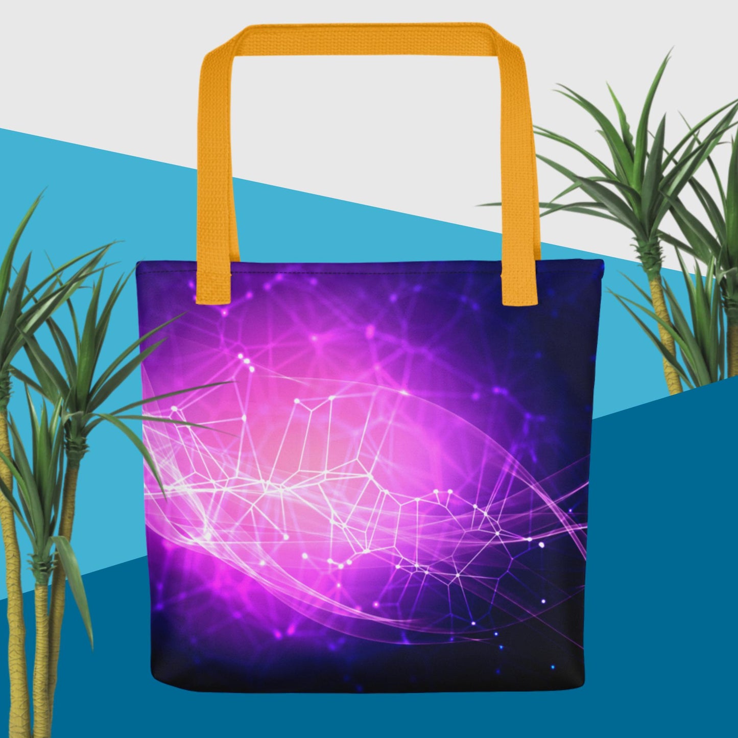 3D Abstract Background with Network Connections Effect, Tote bag