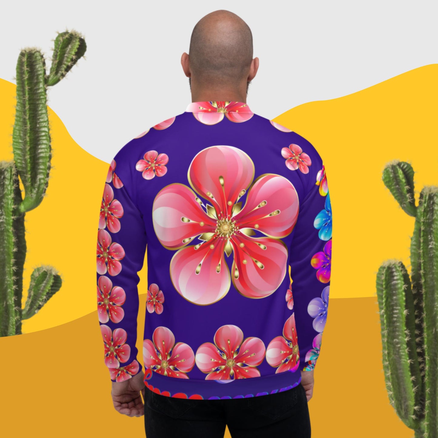 Red Skura Flowers, Unisex Bomber Jacket