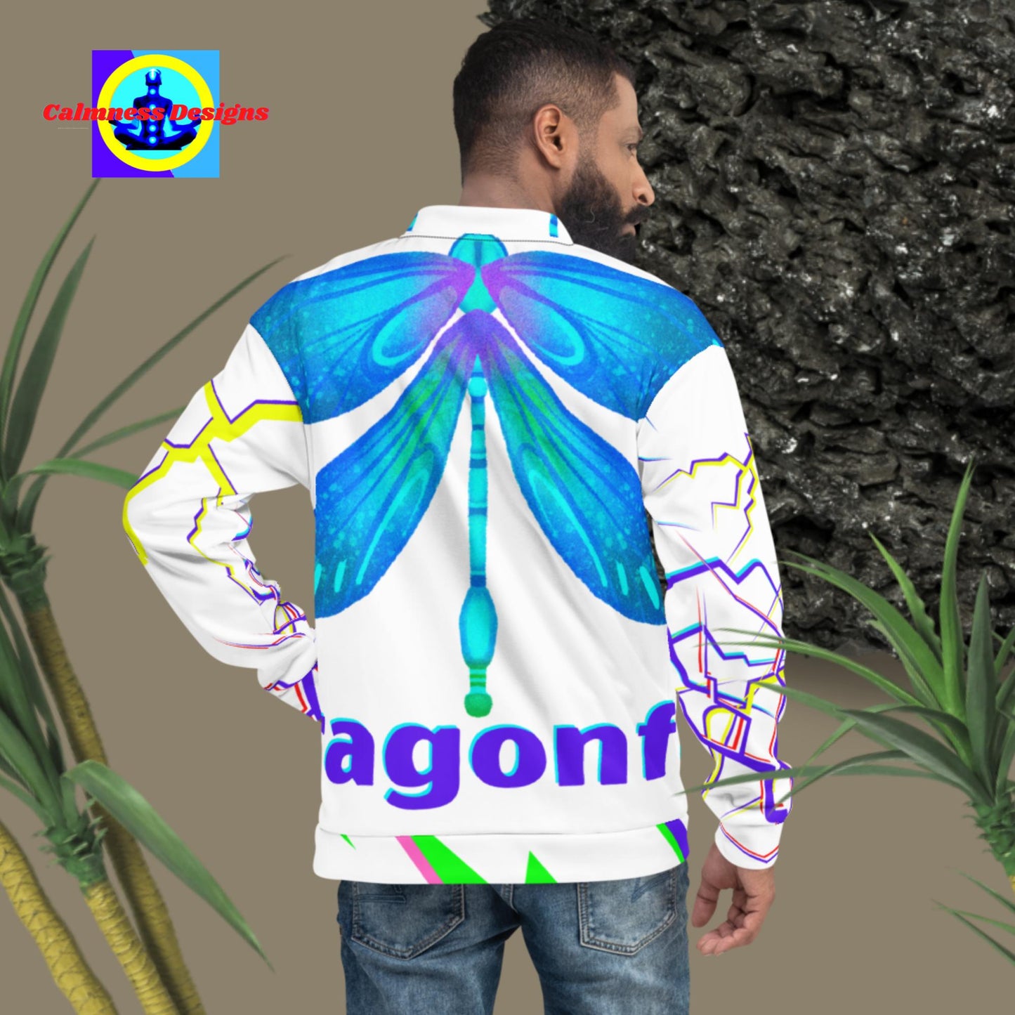 Dragonfly With Lighting, Designer's Style, Unisex Bomber Jacket