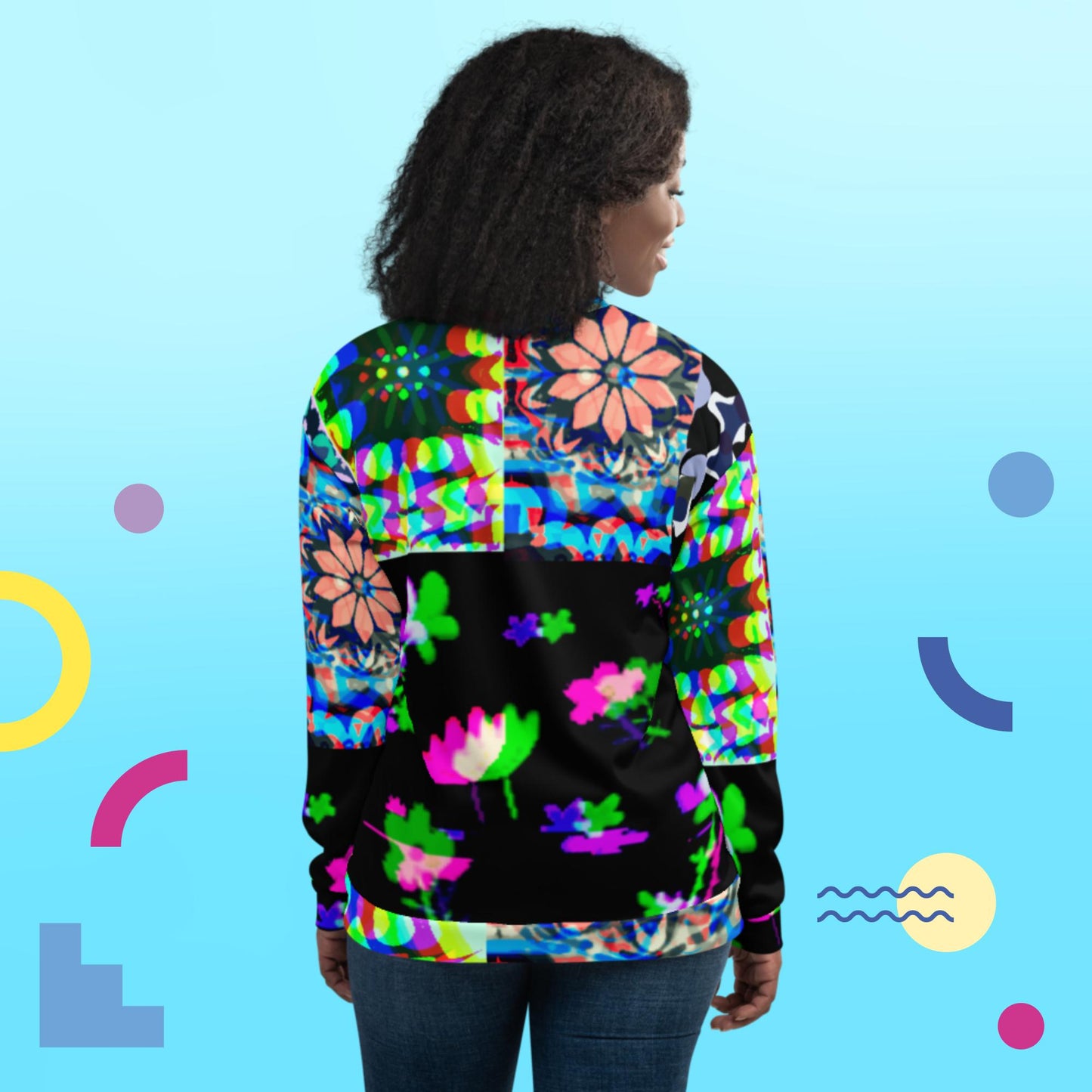 Digital Floral Pattern, Designer's Rose, Bomber Jacket