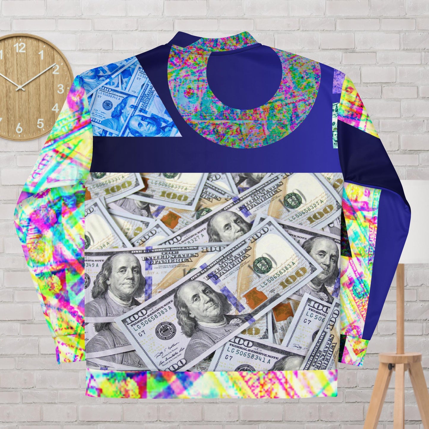 US $100. Dollars Bills, Cash Rule Around Us, Unisex Bomber Jacket