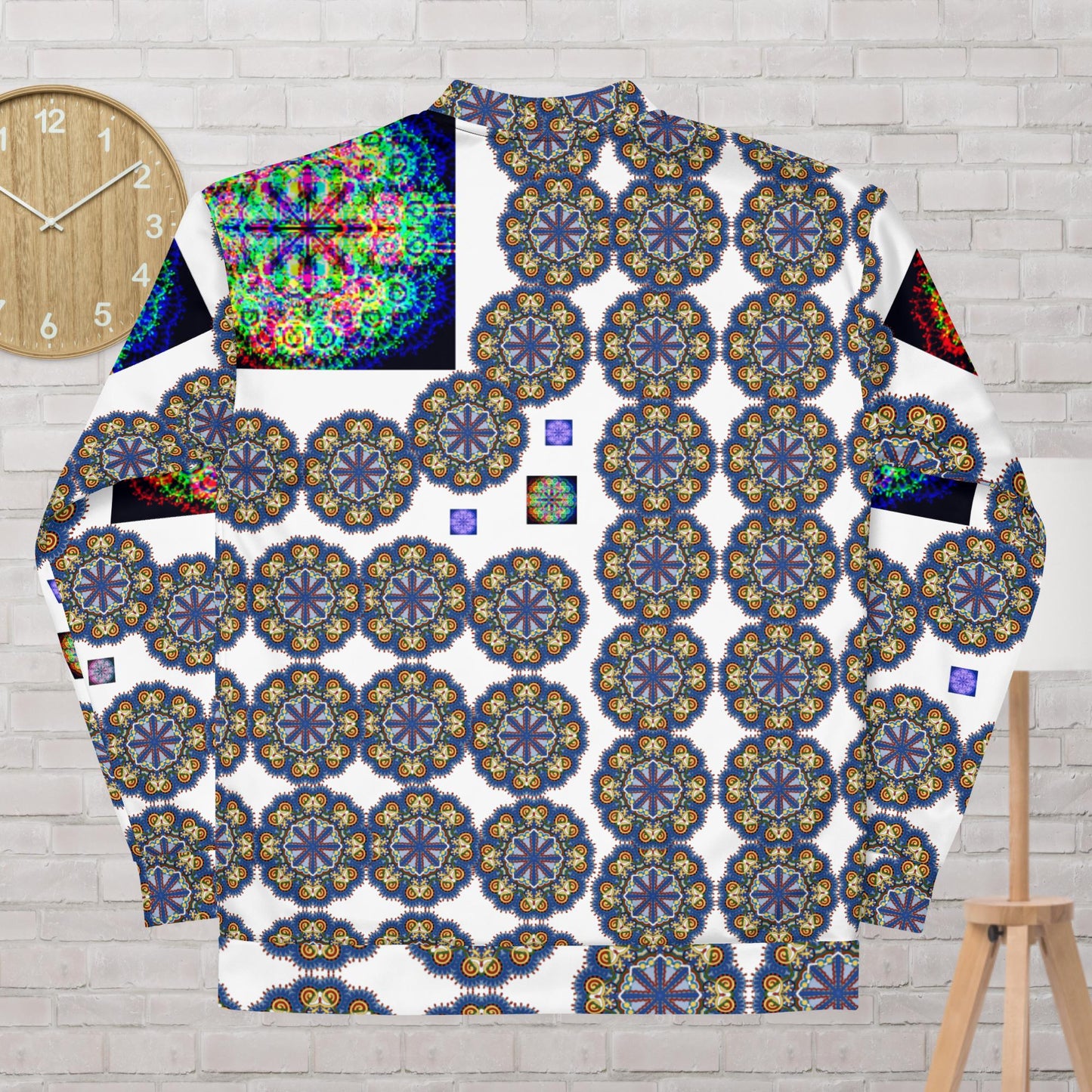 Flower of Life Pattern Illustration, Unisex Bomber Jacket
