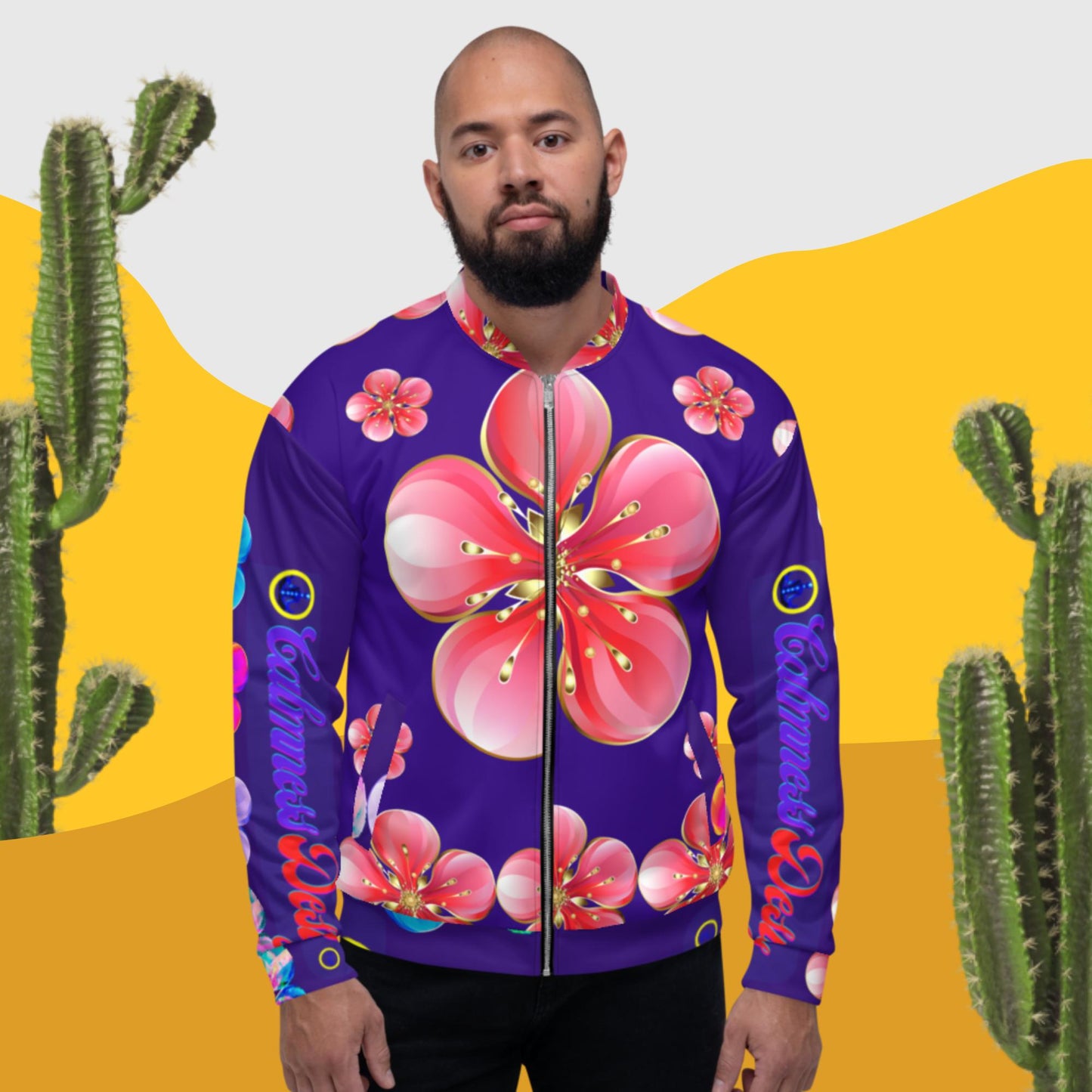 Red Skura Flowers, Unisex Bomber Jacket