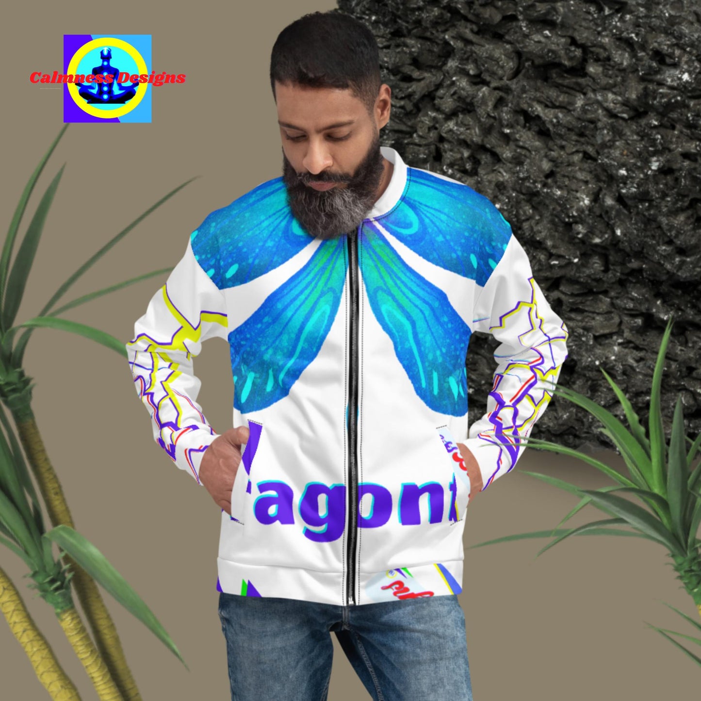 Dragonfly With Lighting, Designer's Style, Unisex Bomber Jacket