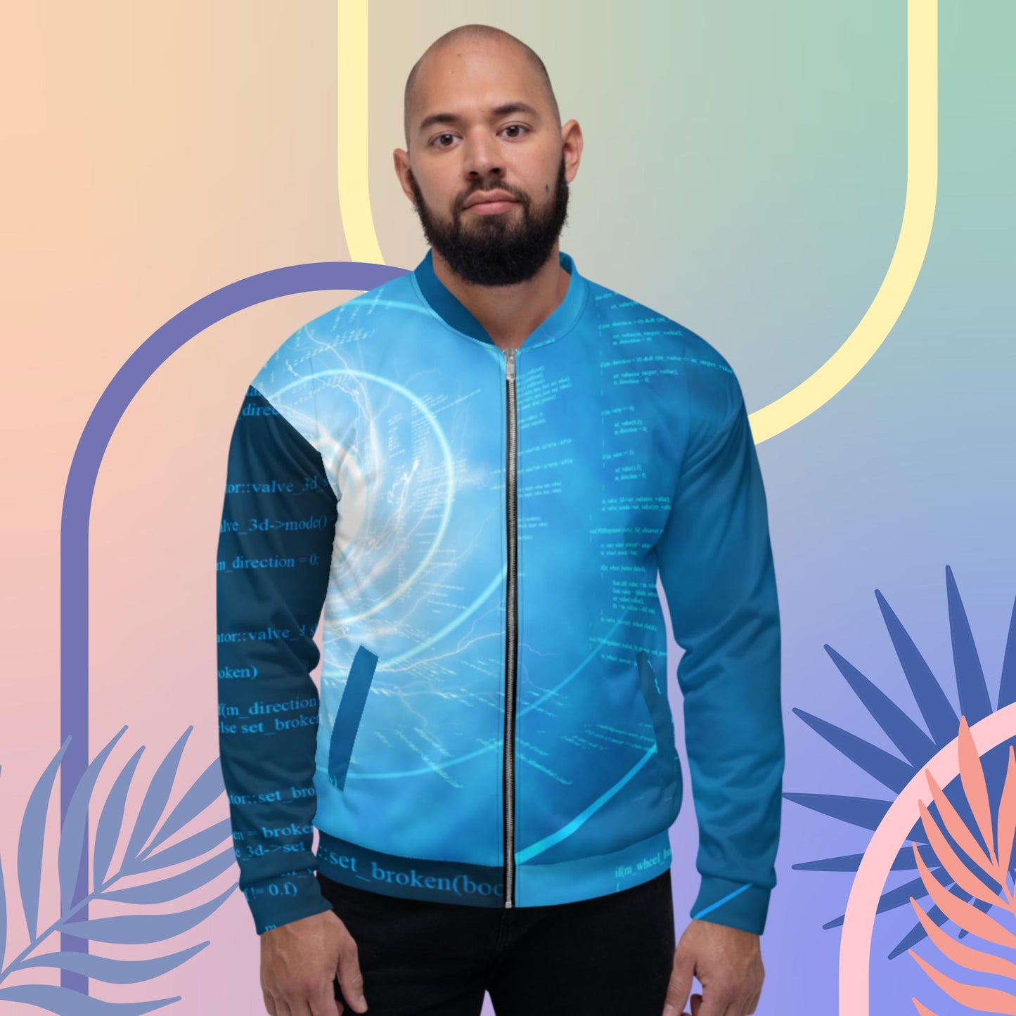 Spiral universal code, Unisex Bomber Jacket