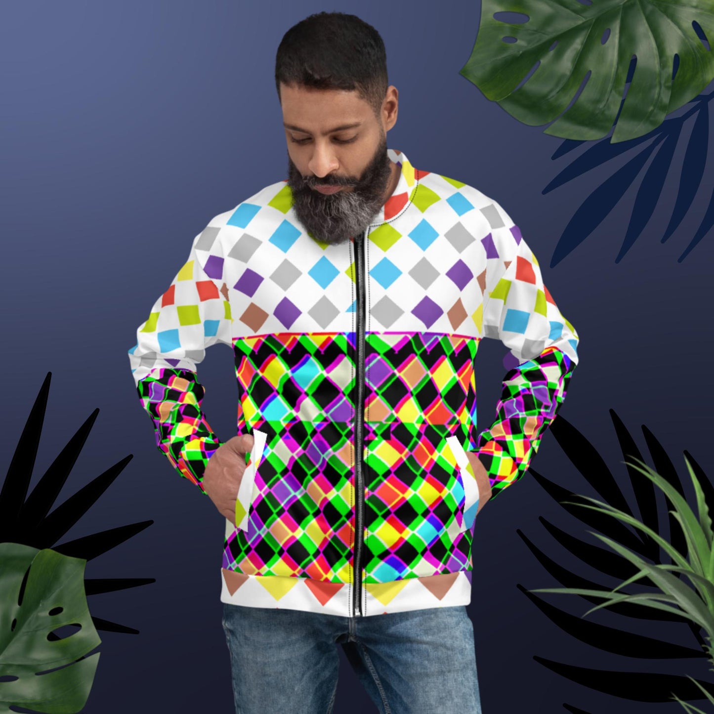 Rhombus Seamless Background, Bomber Jacket