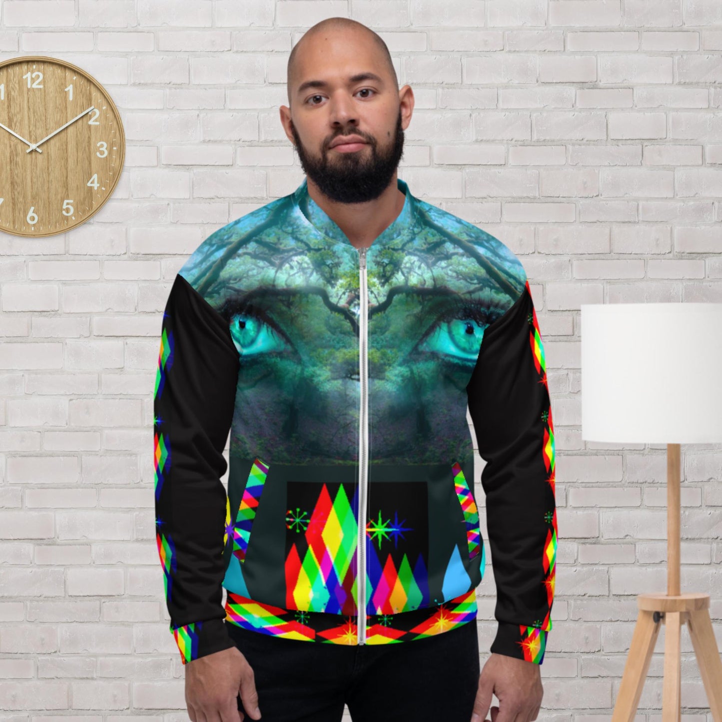 Vintage Retro Mid-Century, EYES, Diamond, Bomber Jacket