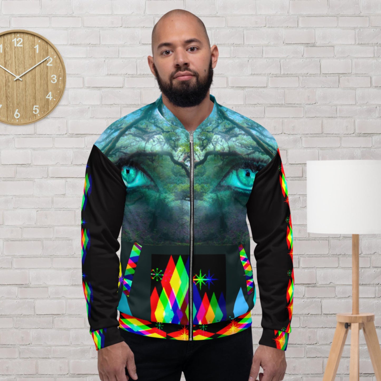 Vintage Retro Mid-Century, EYES, Diamond, Bomber Jacket