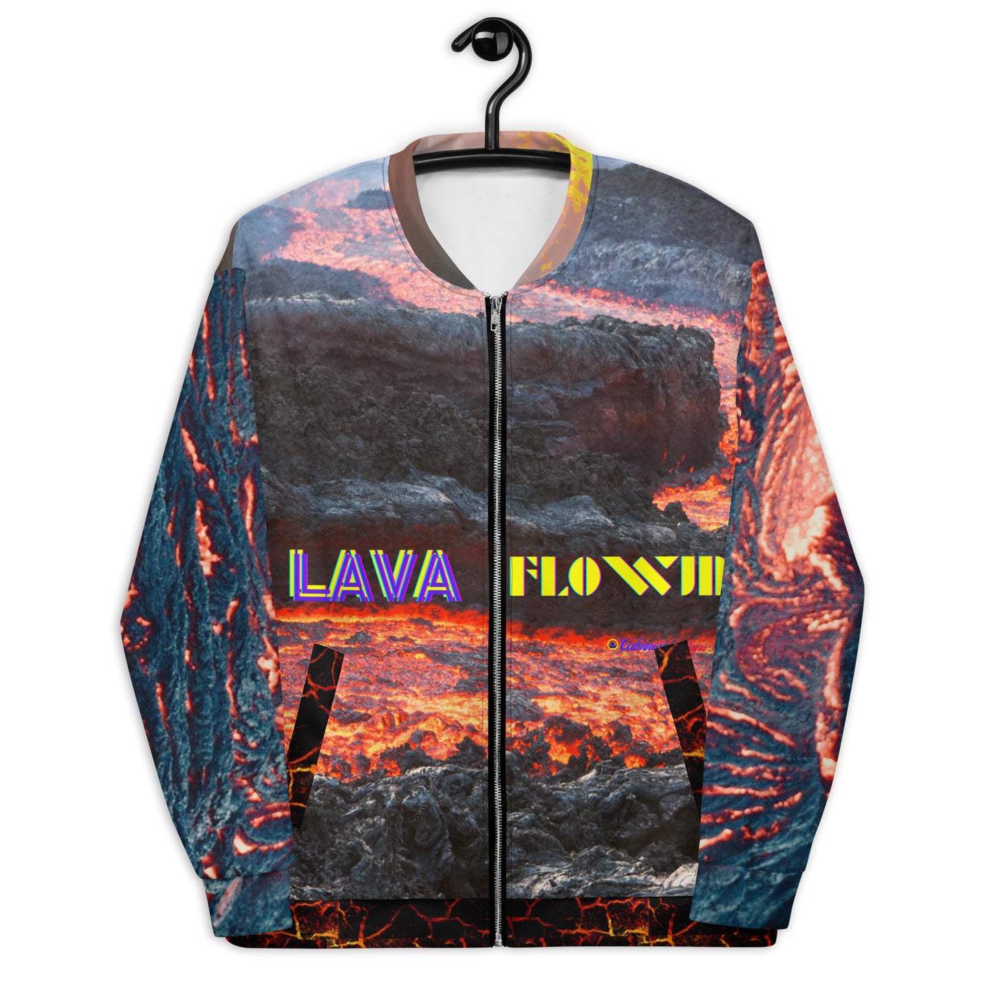 Volcano Magma Effects, Lava Flowing, Unisex Bomber Jacket