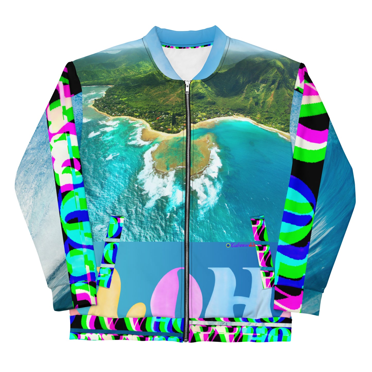 Aloha, Calmness Designs, Unisex Bomber Jacket