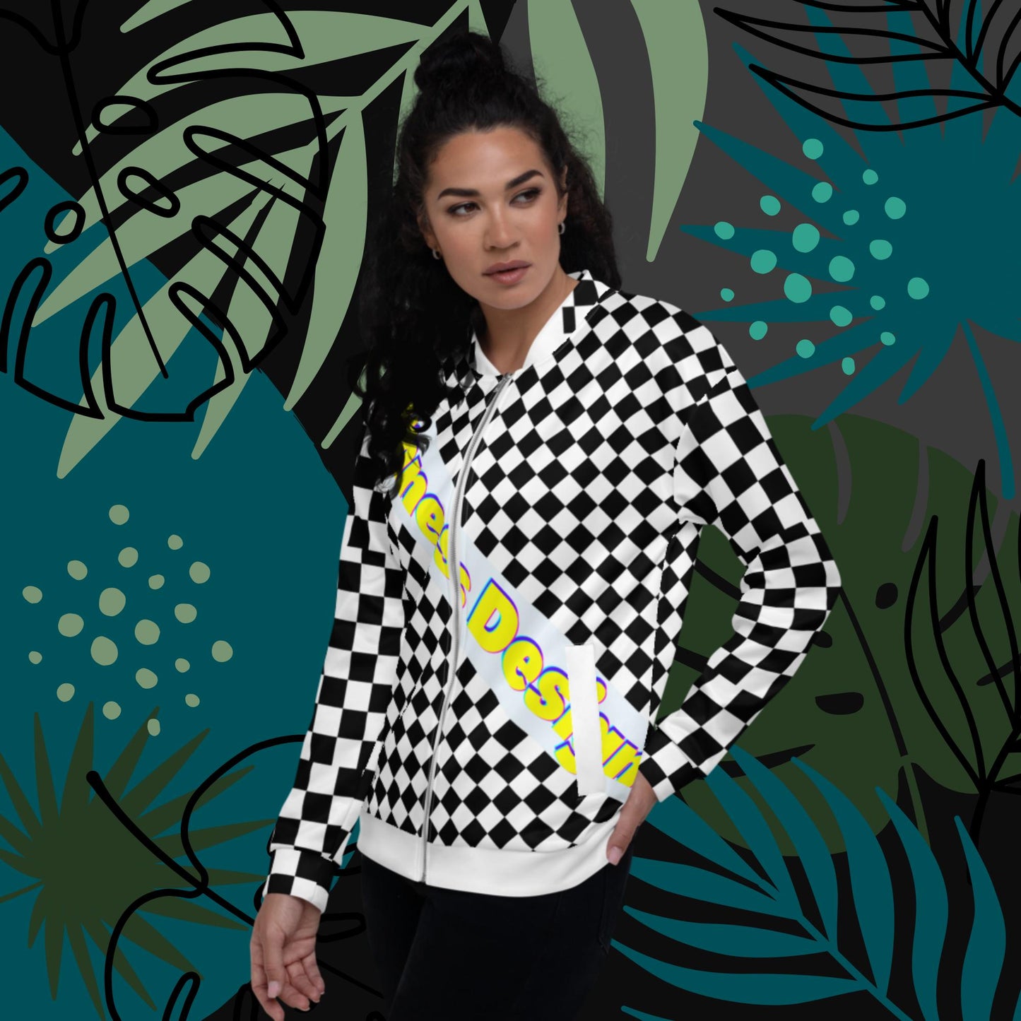 Checkered, Unisex Bomber Jacket