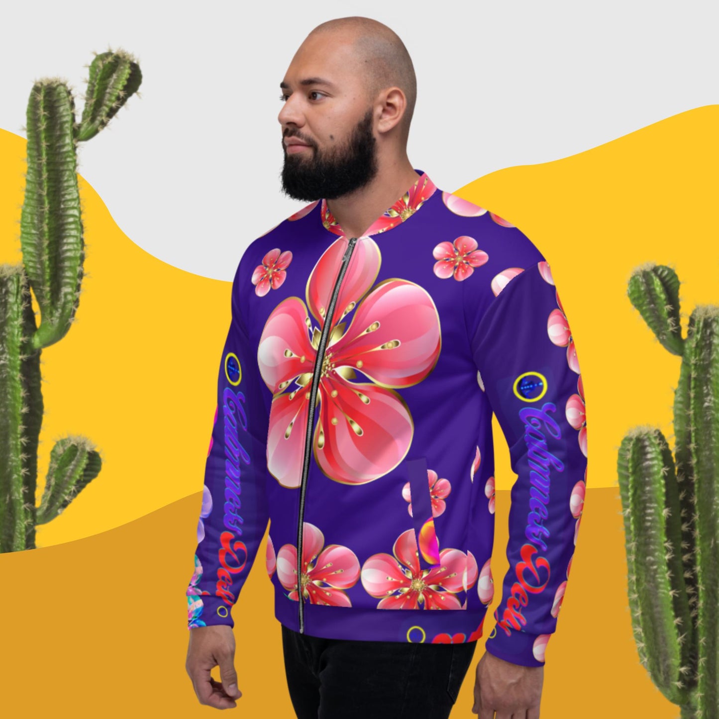 Red Skura Flowers, Unisex Bomber Jacket