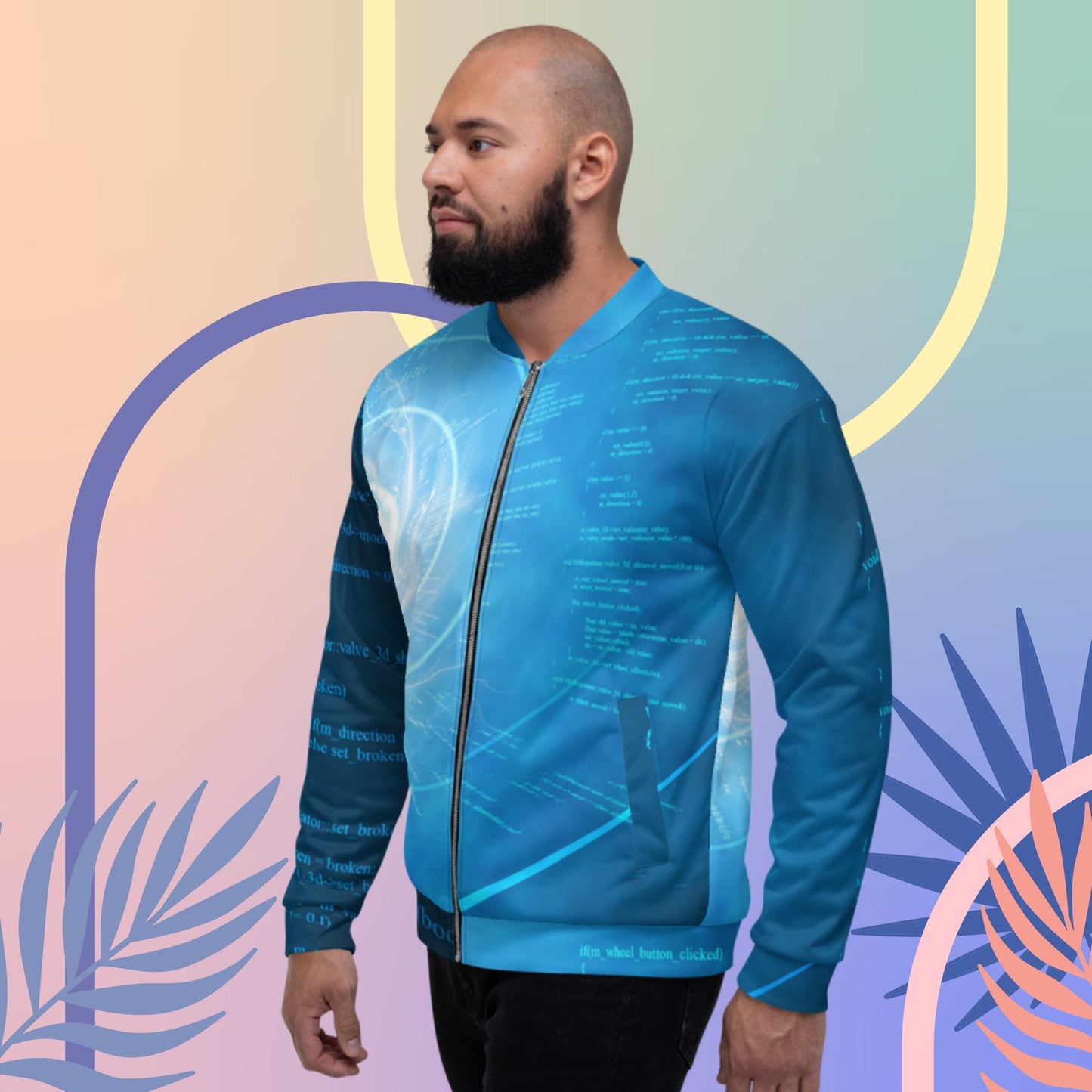 Spiral universal code, Unisex Bomber Jacket