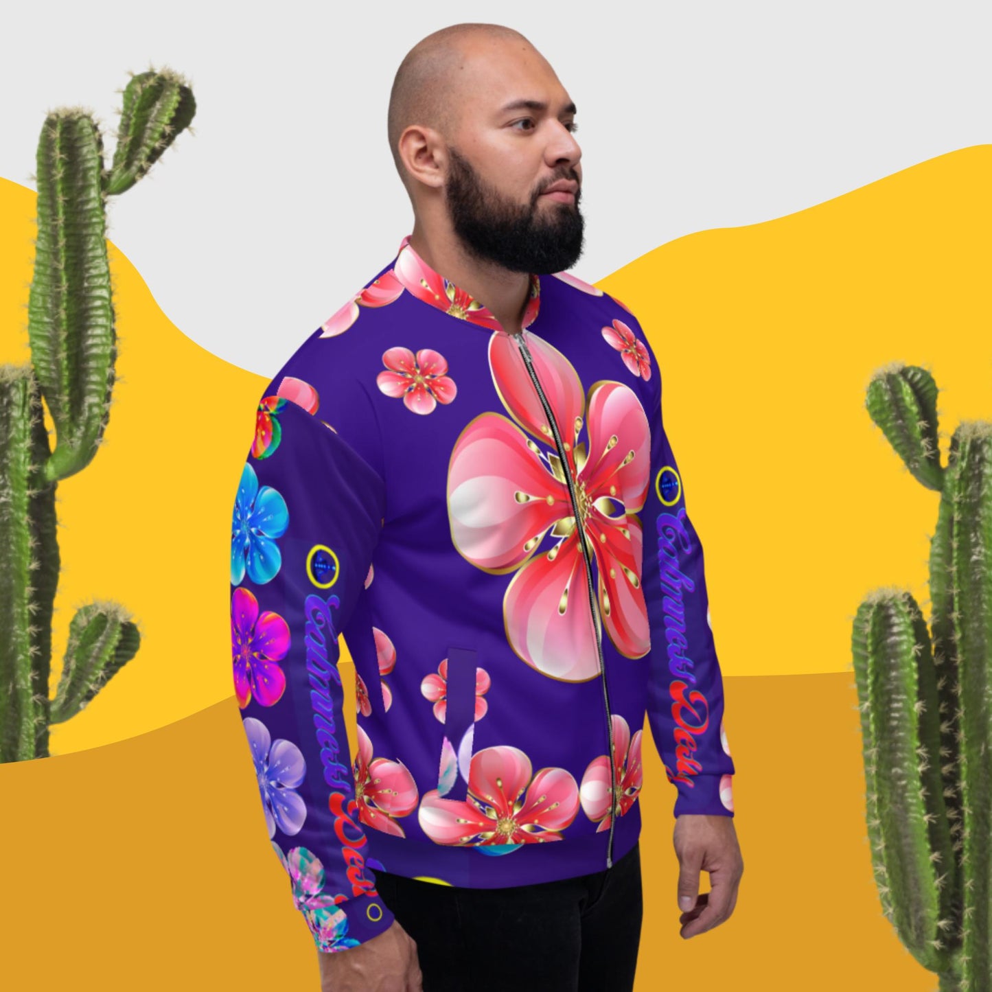 Red Skura Flowers, Unisex Bomber Jacket