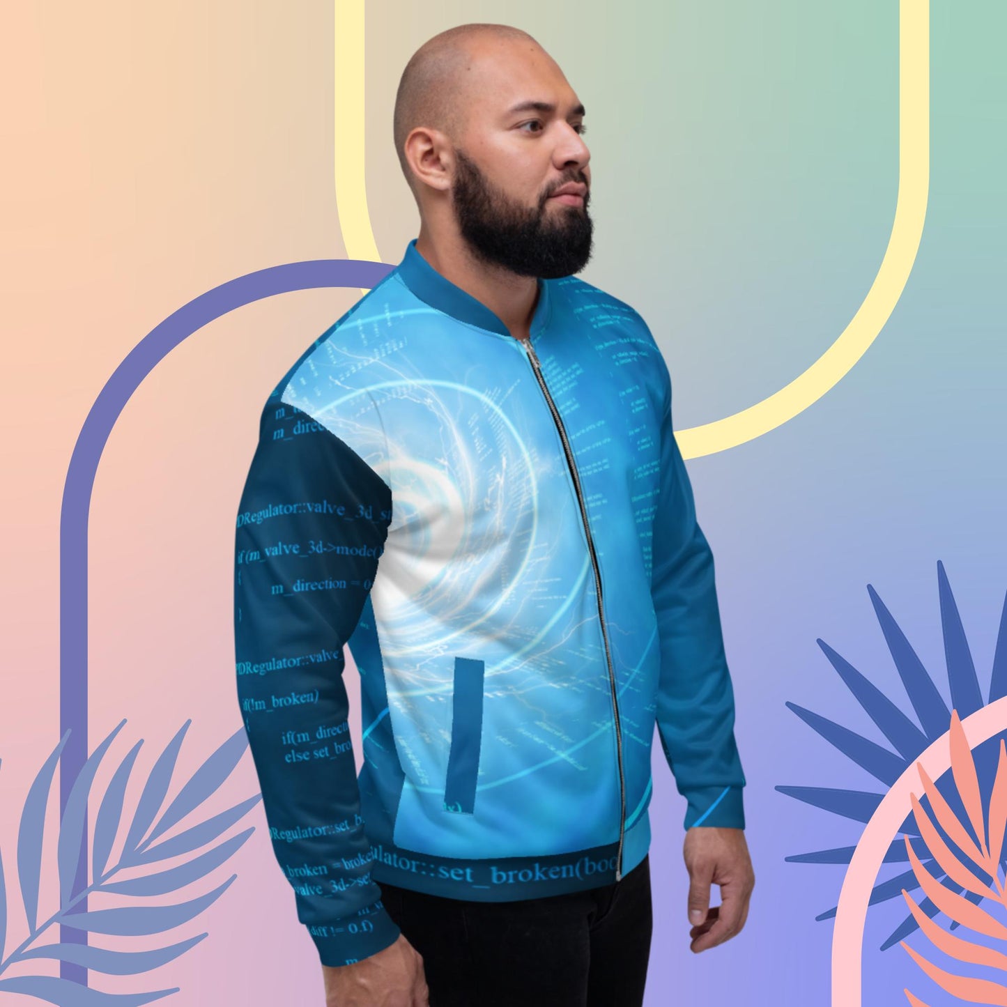 Spiral universal code, Unisex Bomber Jacket