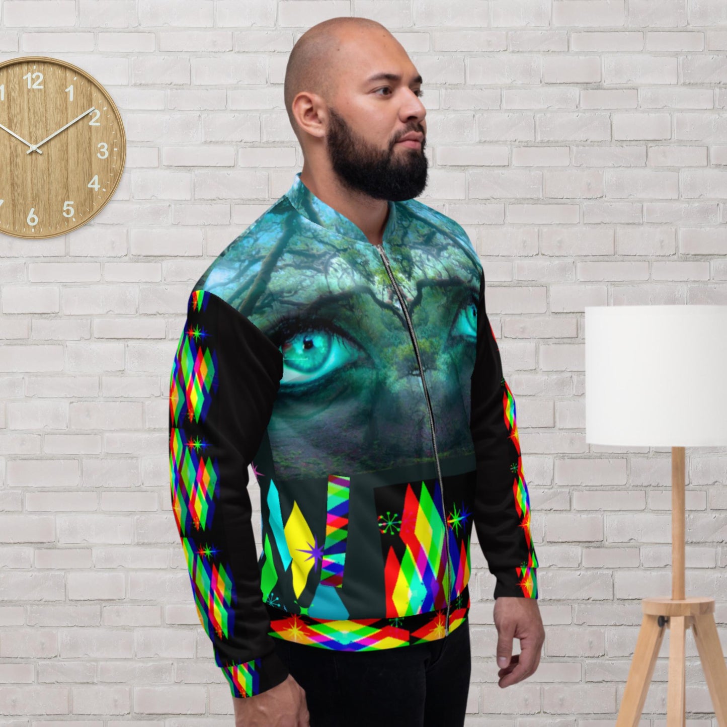 Vintage Retro Mid-Century, EYES, Diamond, Bomber Jacket
