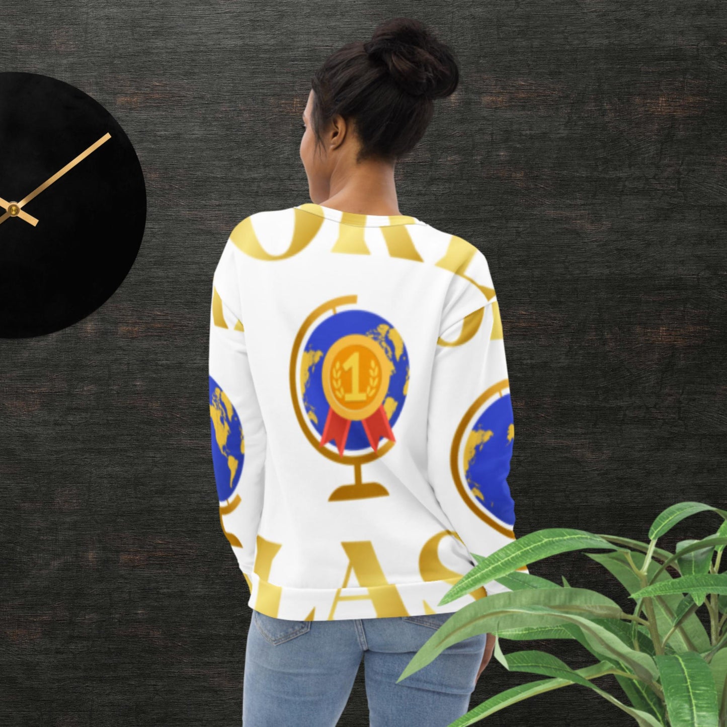 World Class, Golden, Crowns, Trophies, Number 1, Unisex Sweatshirt