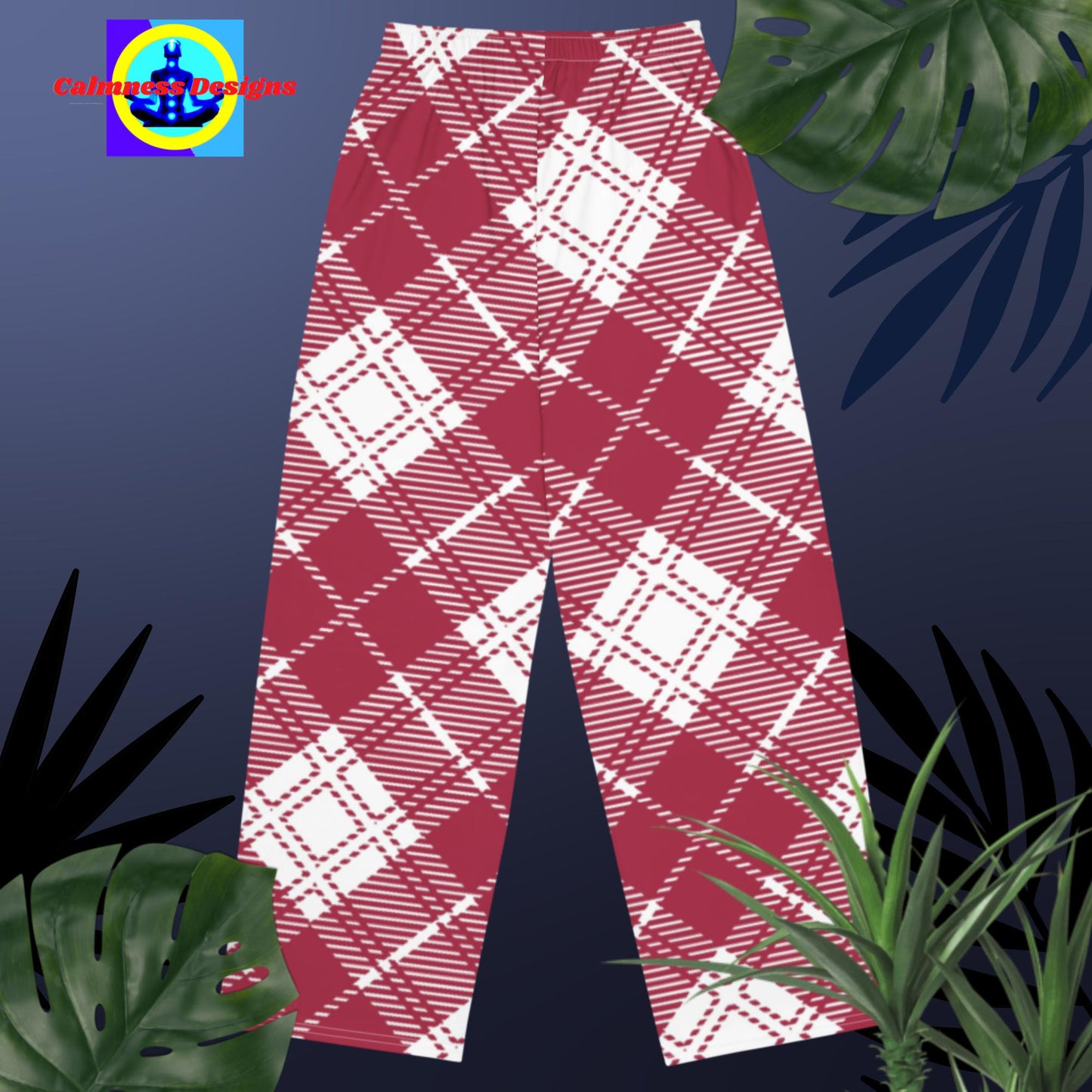 Tartan Designs, All-over print unisex wide-leg pants