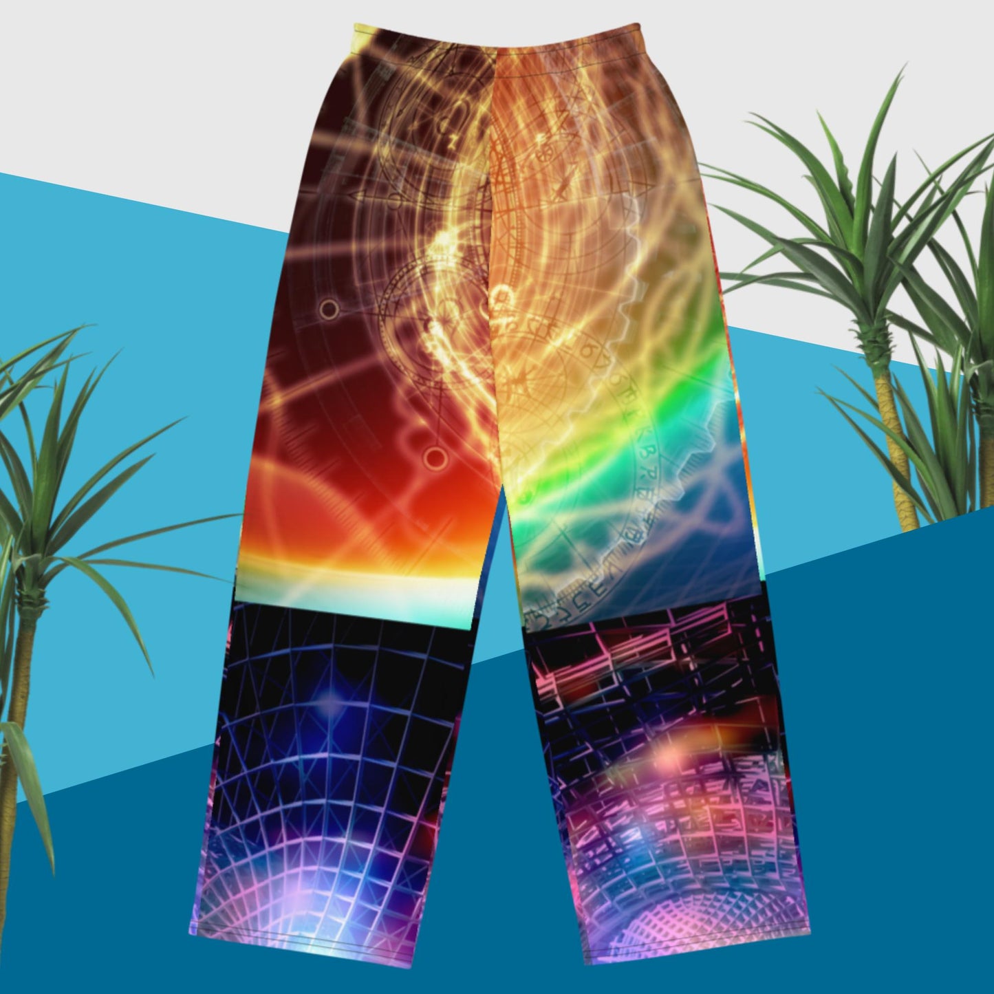 Petals of Inner Geometry, All-over print unisex wide-leg pants