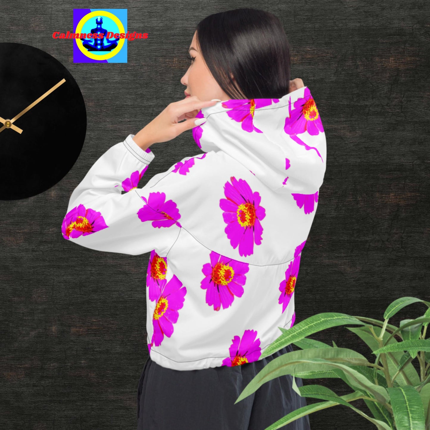 Organic Pink-Roses, Women’s cropped windbreaker