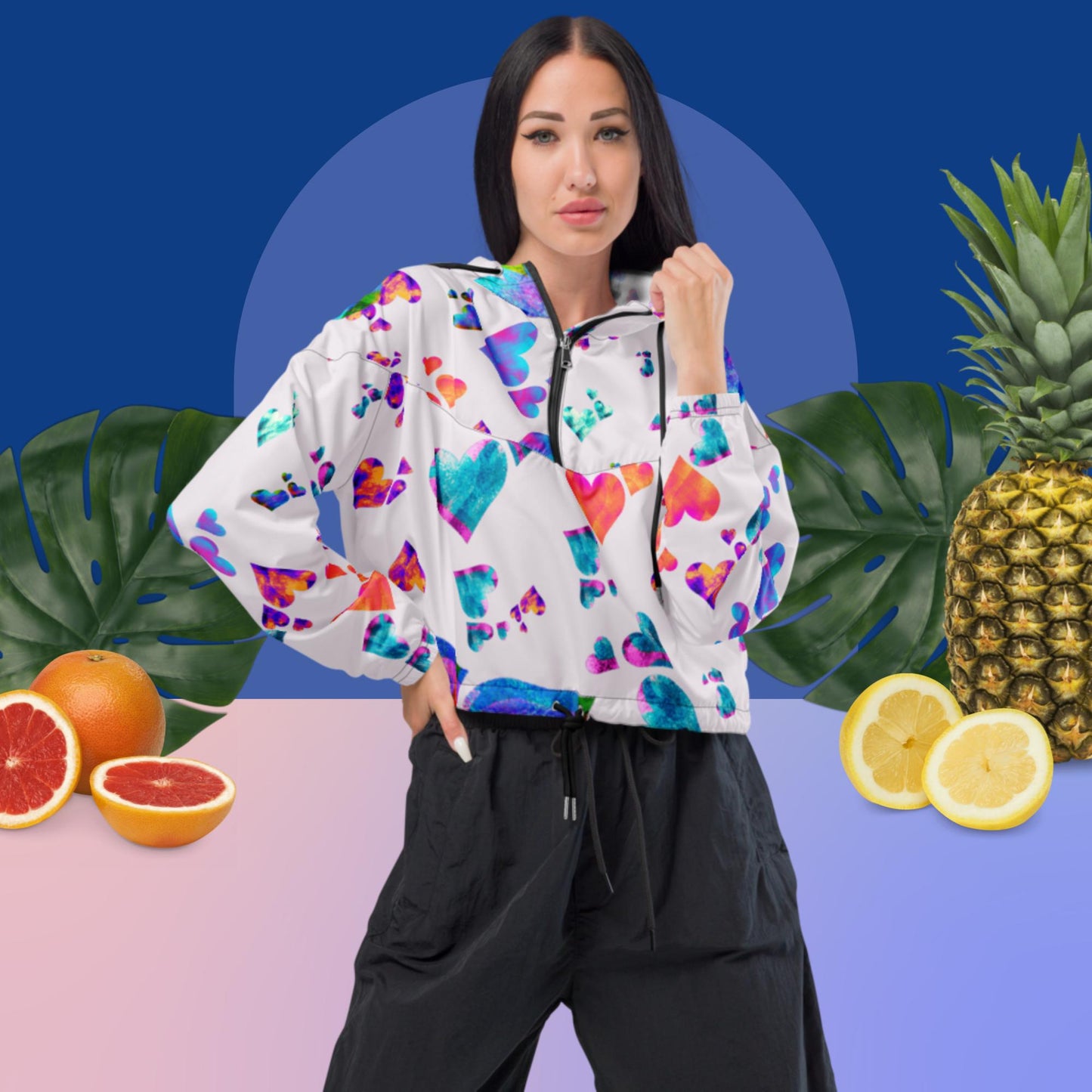 Static Hearts, Women’s cropped windbreaker