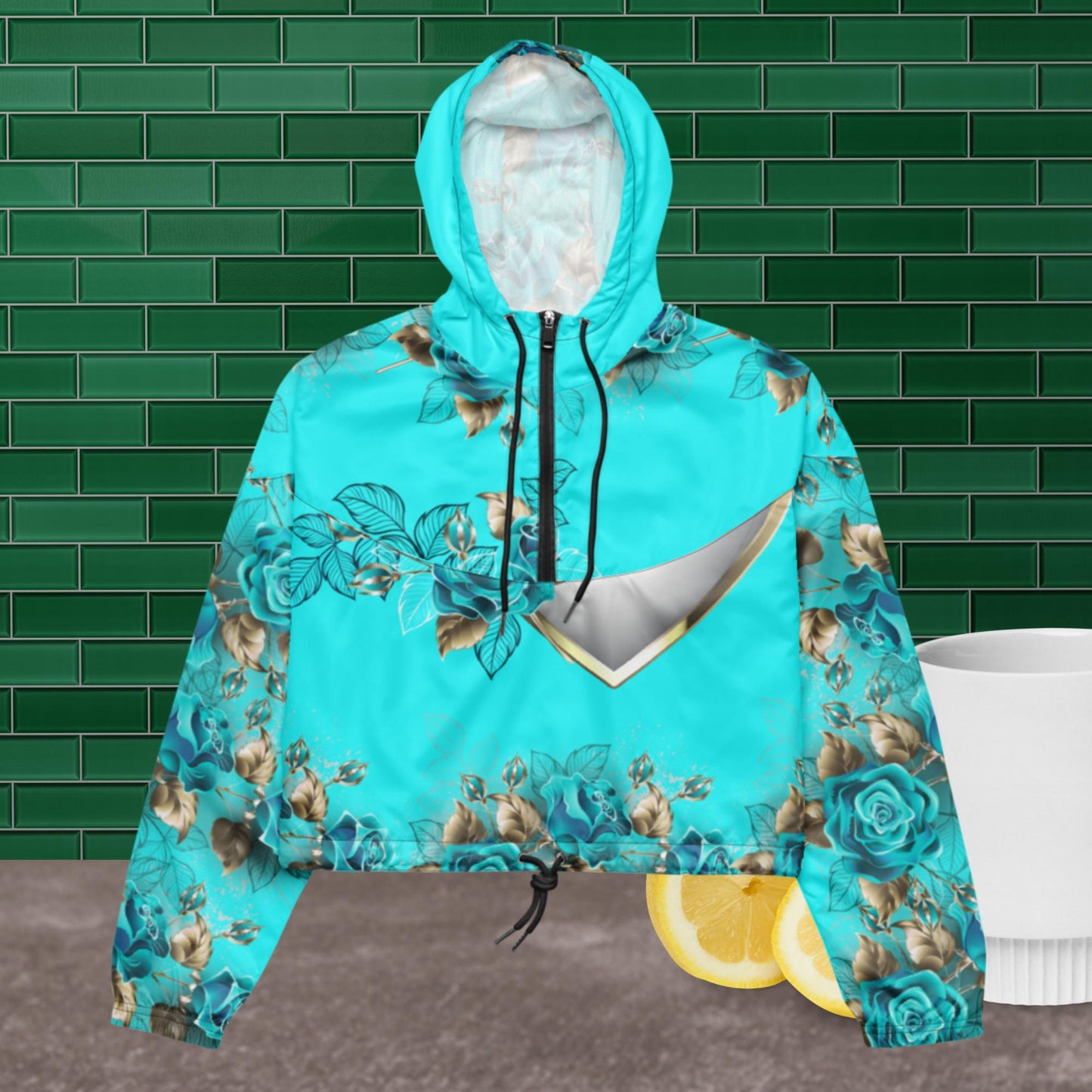 Heart With Roses An Silk Lace, Women’s cropped windbreaker