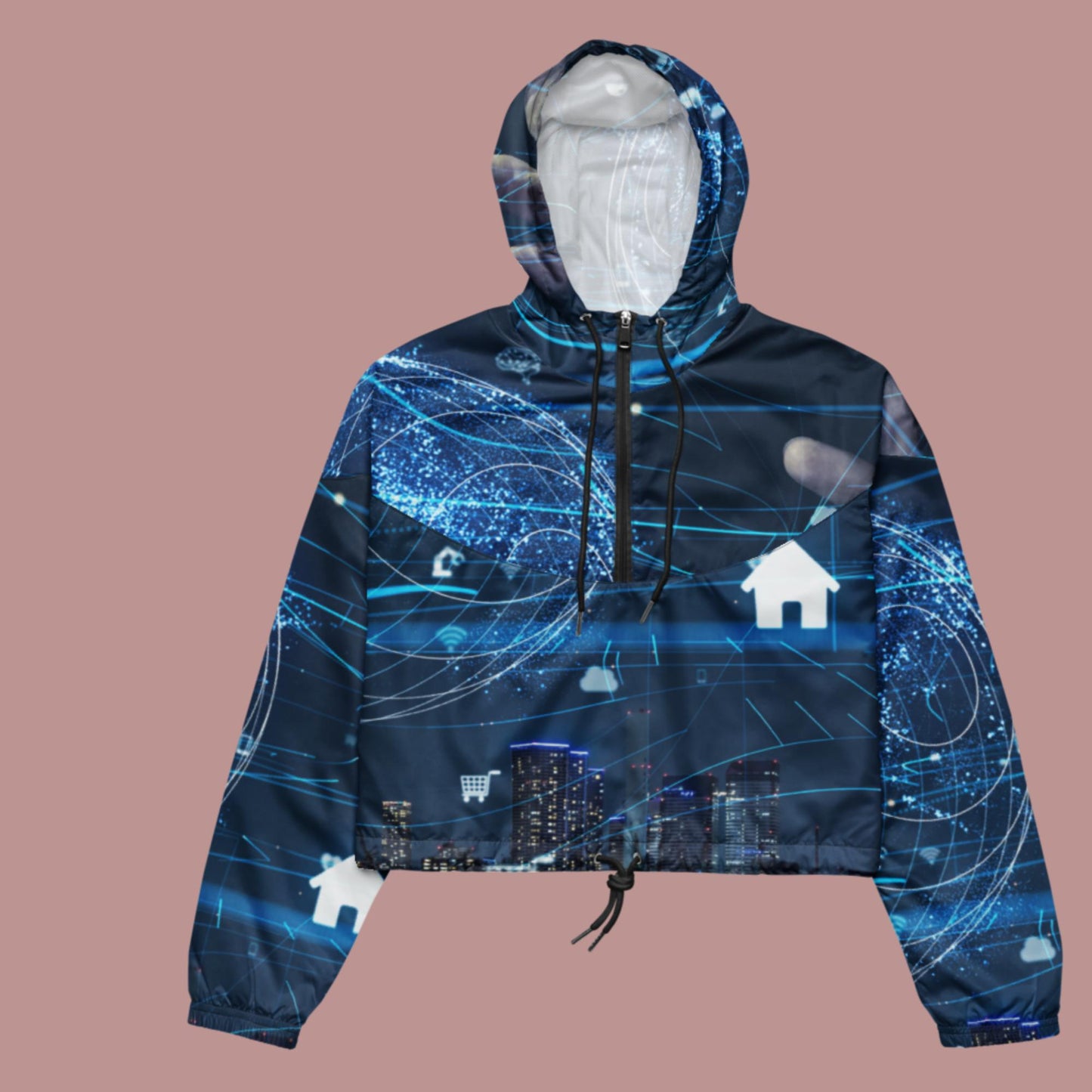 Smart City and Internet of Things(IOT), Women’s cropped windbreaker