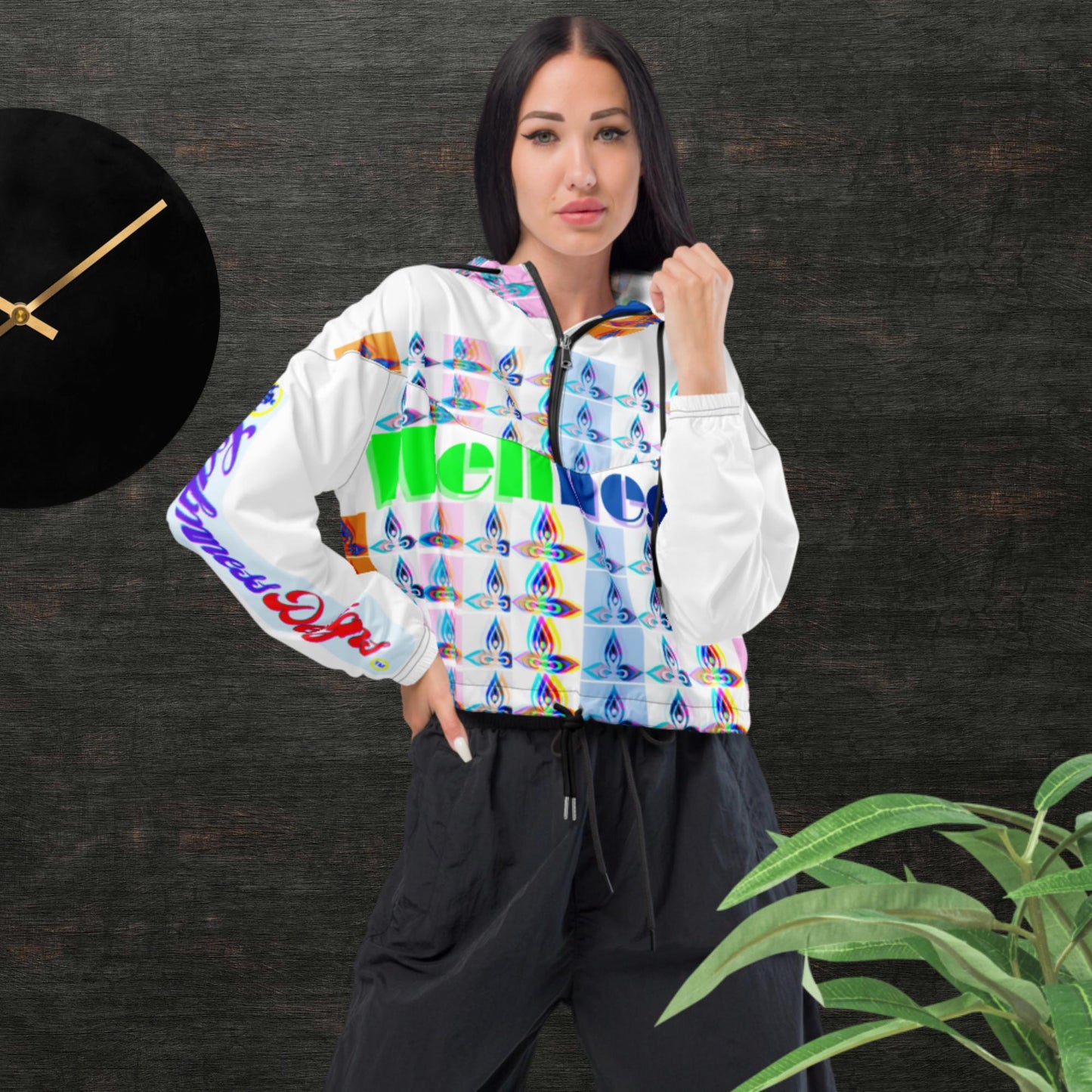 Wellness SPA Logo, Women’s cropped windbreaker