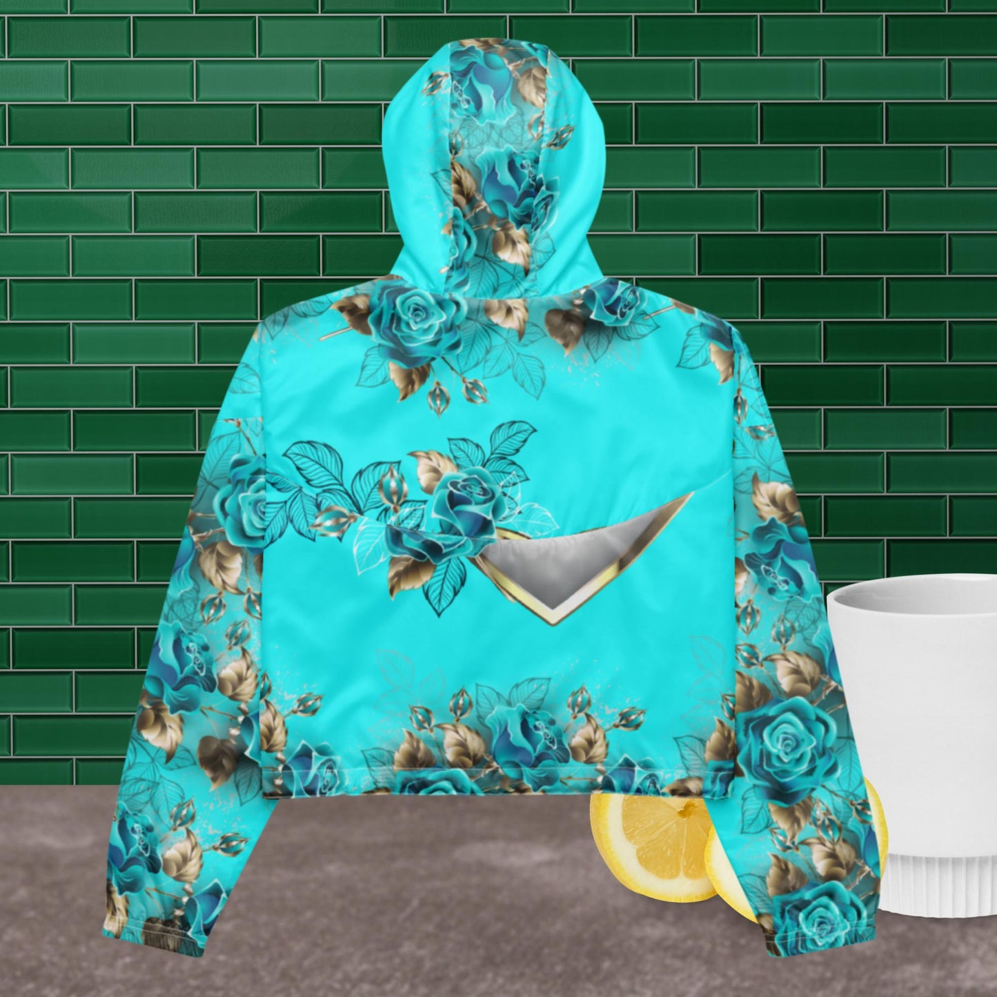 Heart With Roses An Silk Lace, Women’s cropped windbreaker