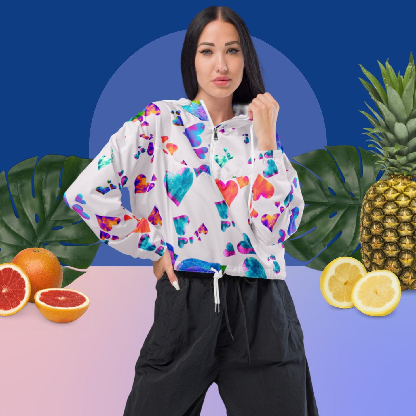 Static Hearts, Women’s cropped windbreaker