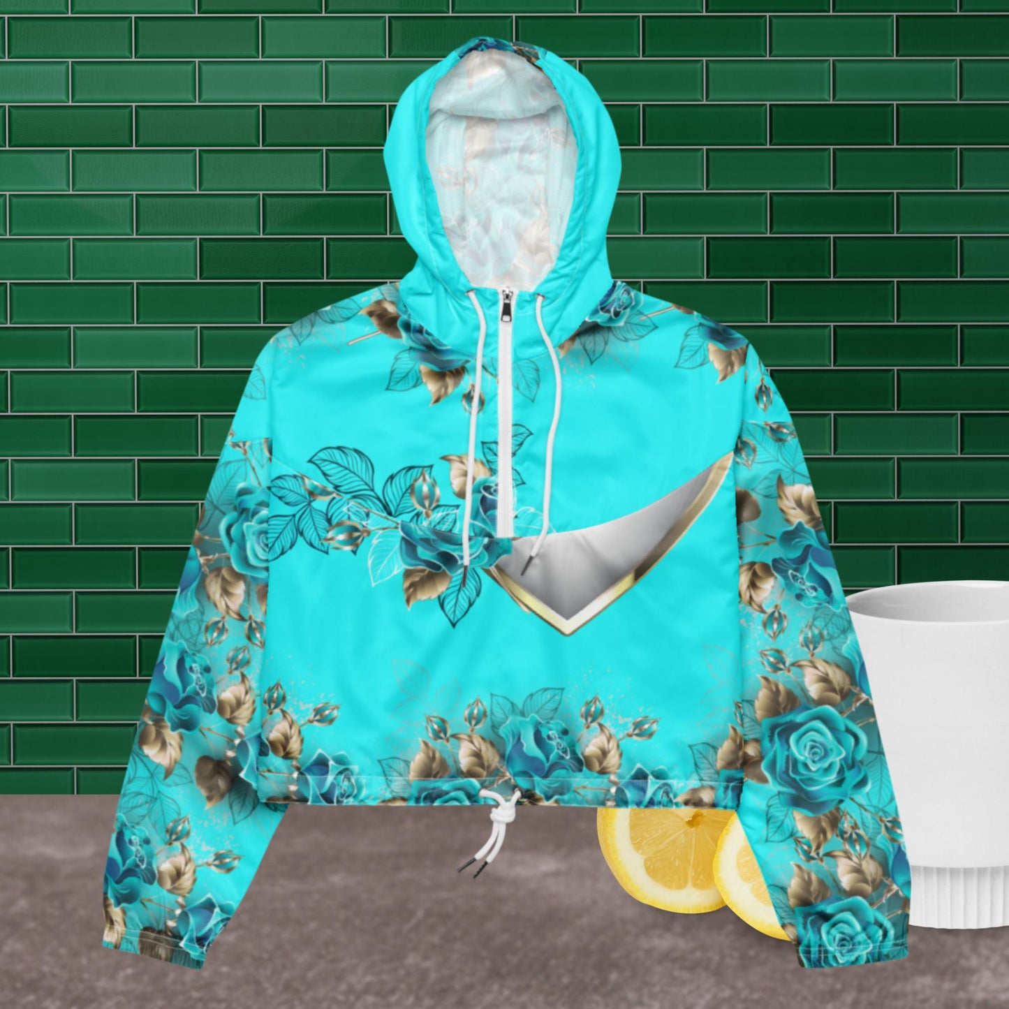 Heart With Roses An Silk Lace, Women’s cropped windbreaker