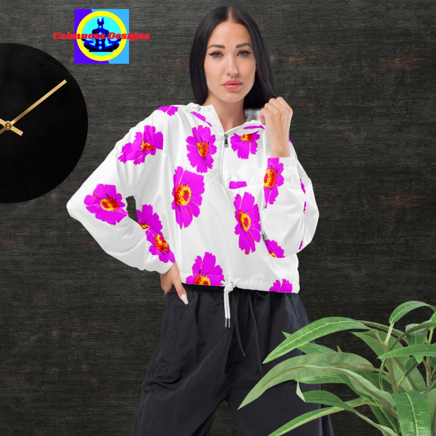 Organic Pink-Roses, Women’s cropped windbreaker