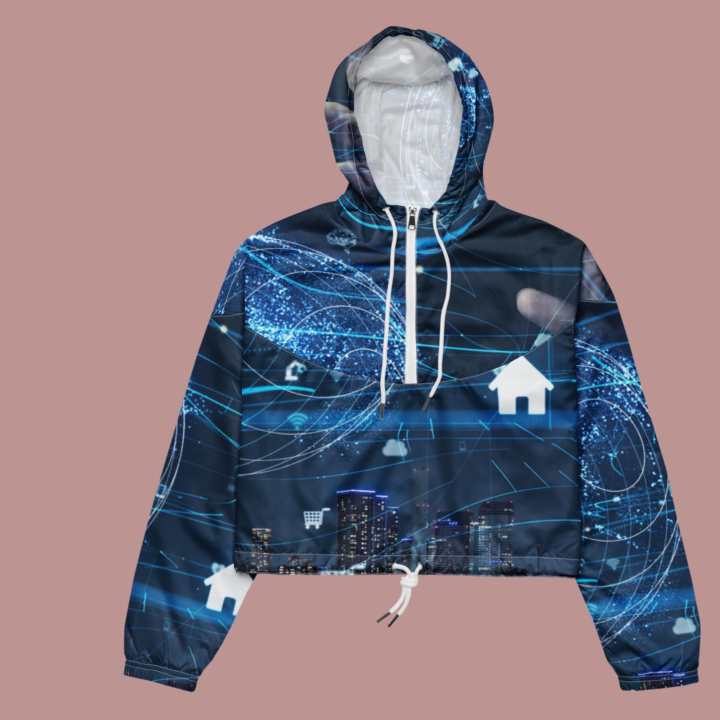 Smart City and Internet of Things(IOT), Women’s cropped windbreaker