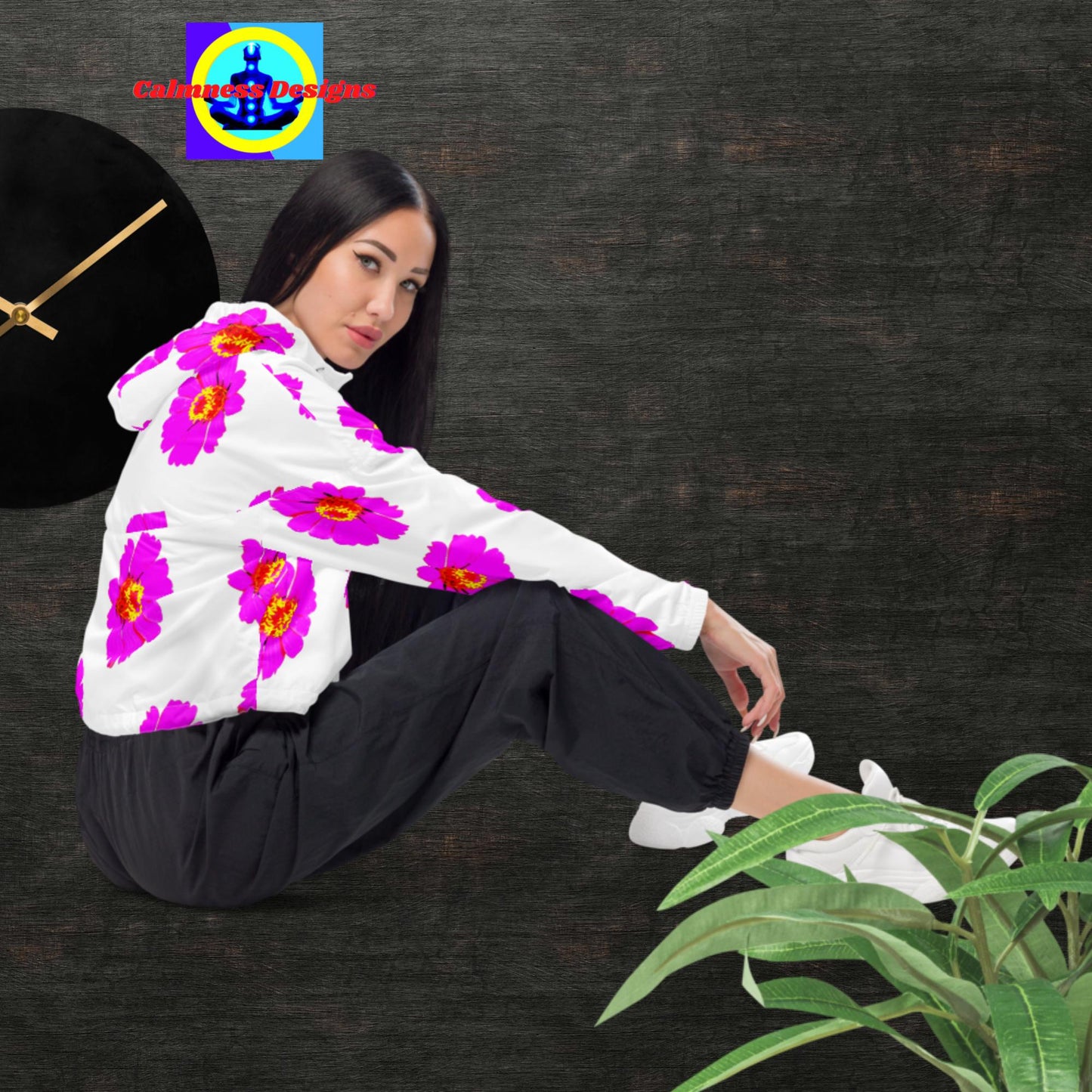 Organic Pink-Roses, Women’s cropped windbreaker