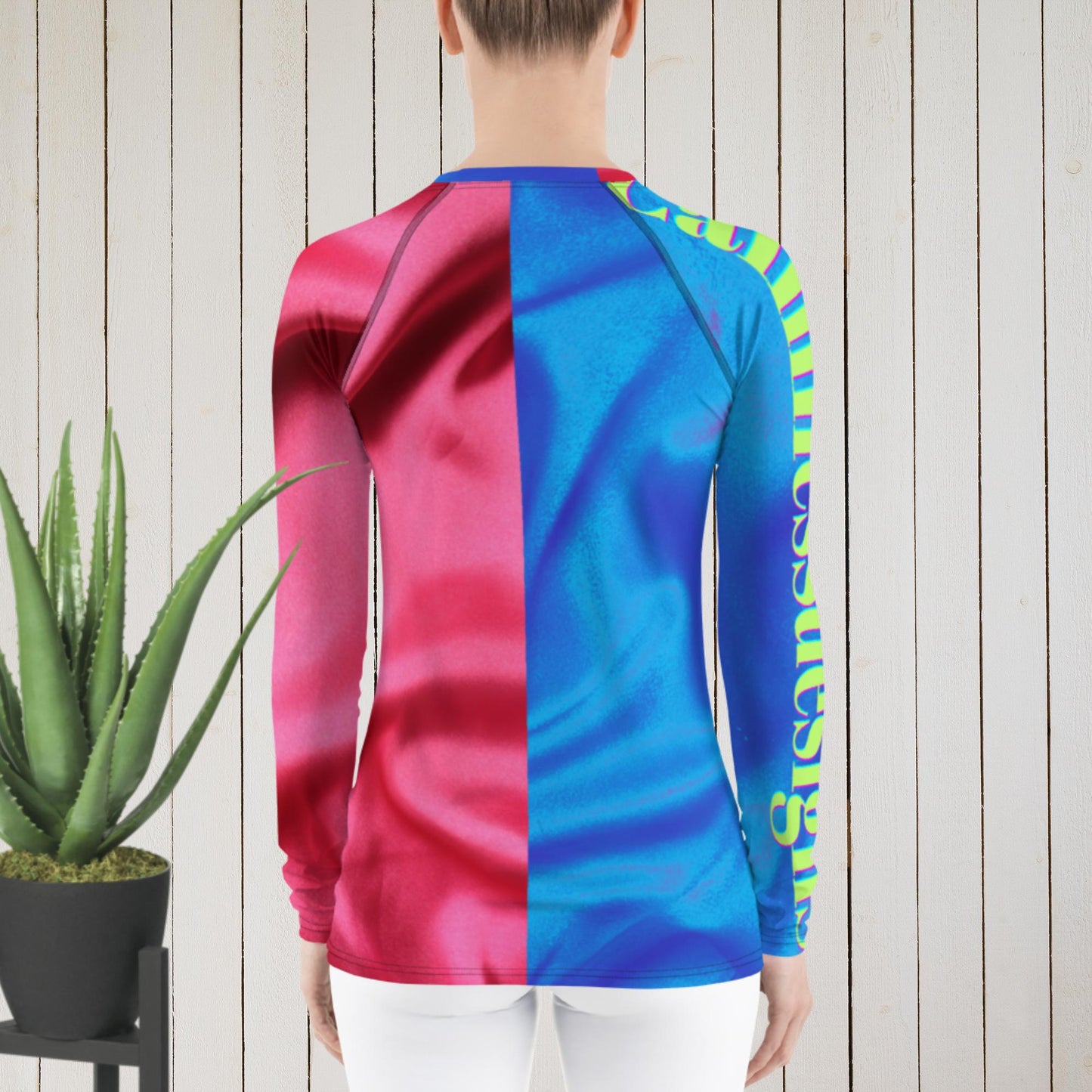 Red and Blue Silk Fabric, Women's Rash Guard