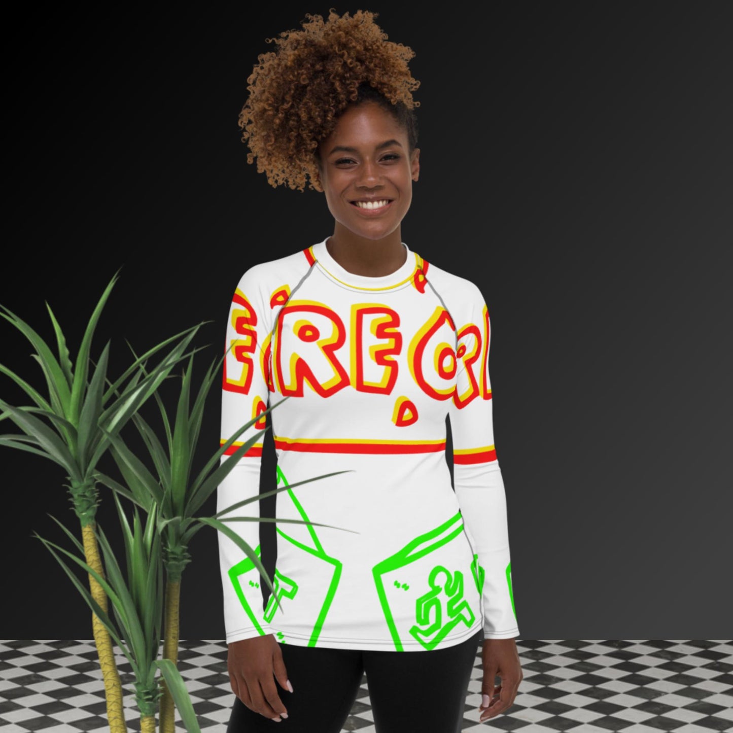 Fire, Exit, Running, Women's Rash Guard