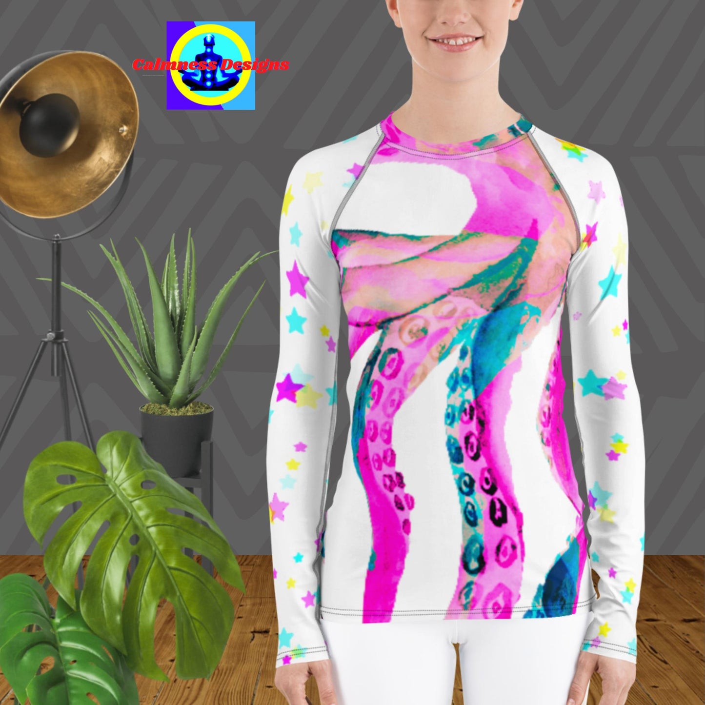 Octopus, Deep Meditation, Women's Rash Guard
