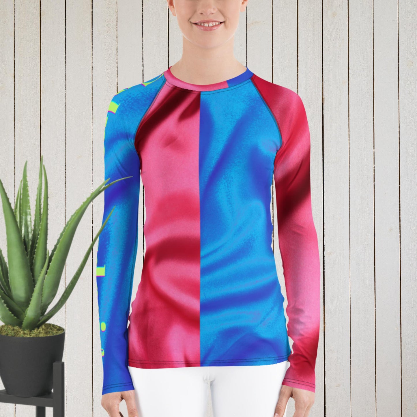 Red and Blue Silk Fabric, Women's Rash Guard
