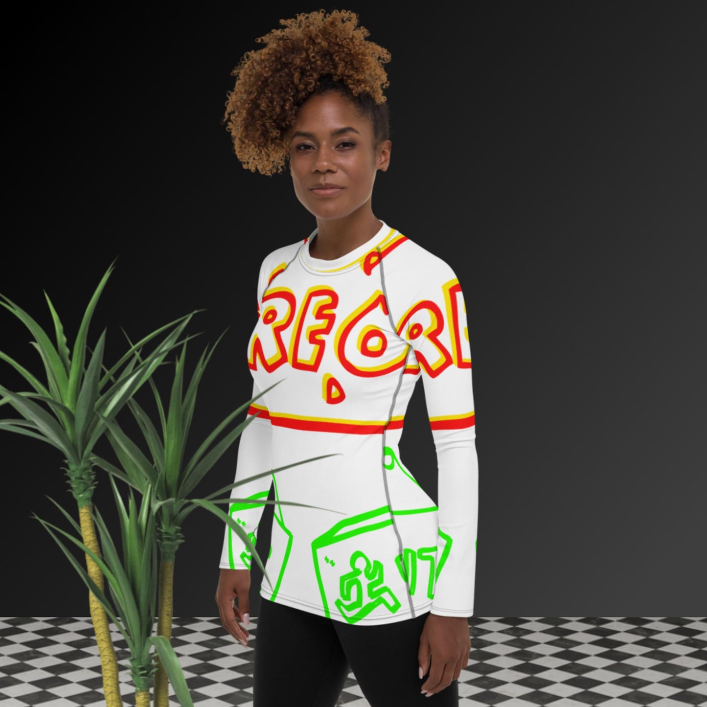 Fire, Exit, Running, Women's Rash Guard